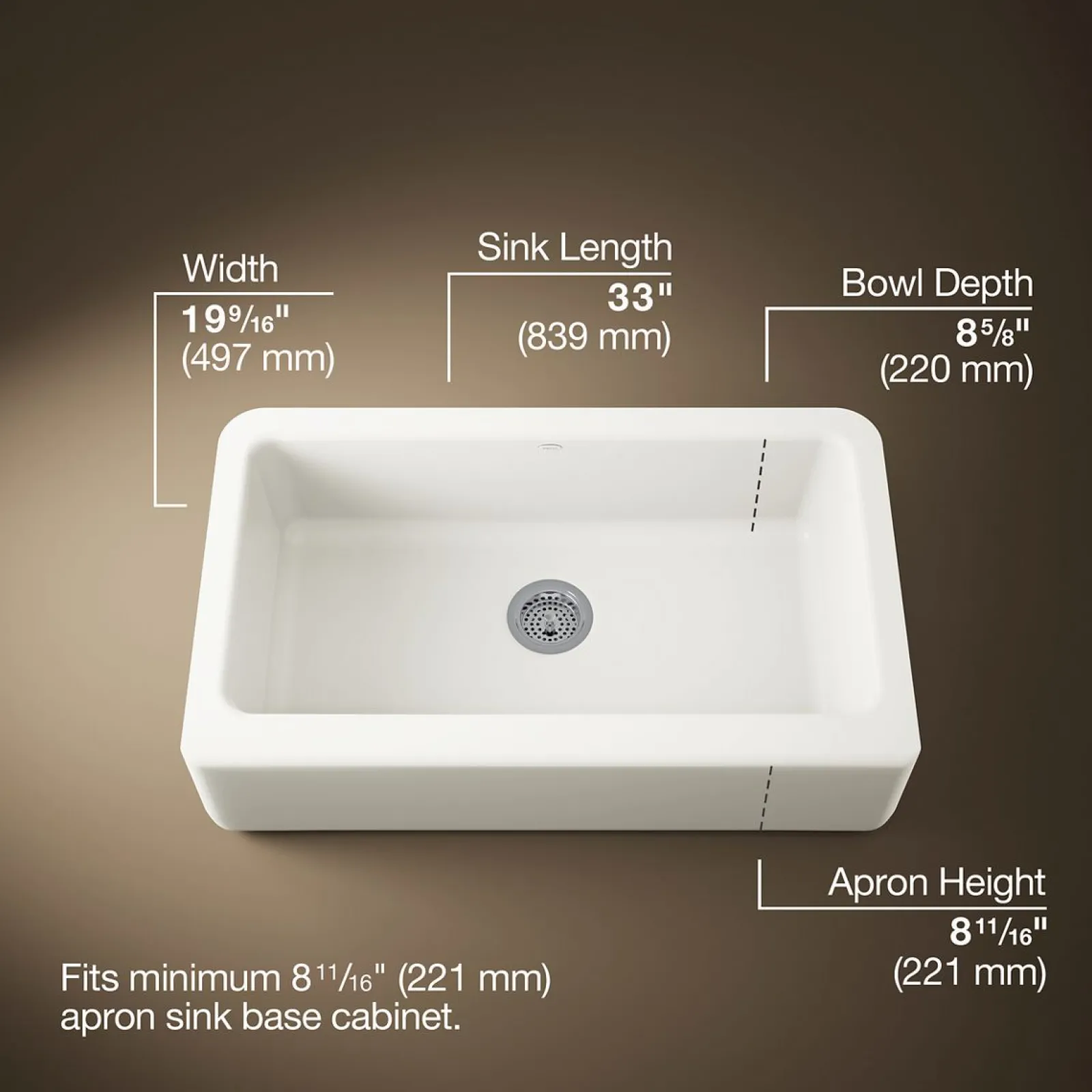 33" undermount single-bowl farmhouse kitchen sink^Kohler Sale