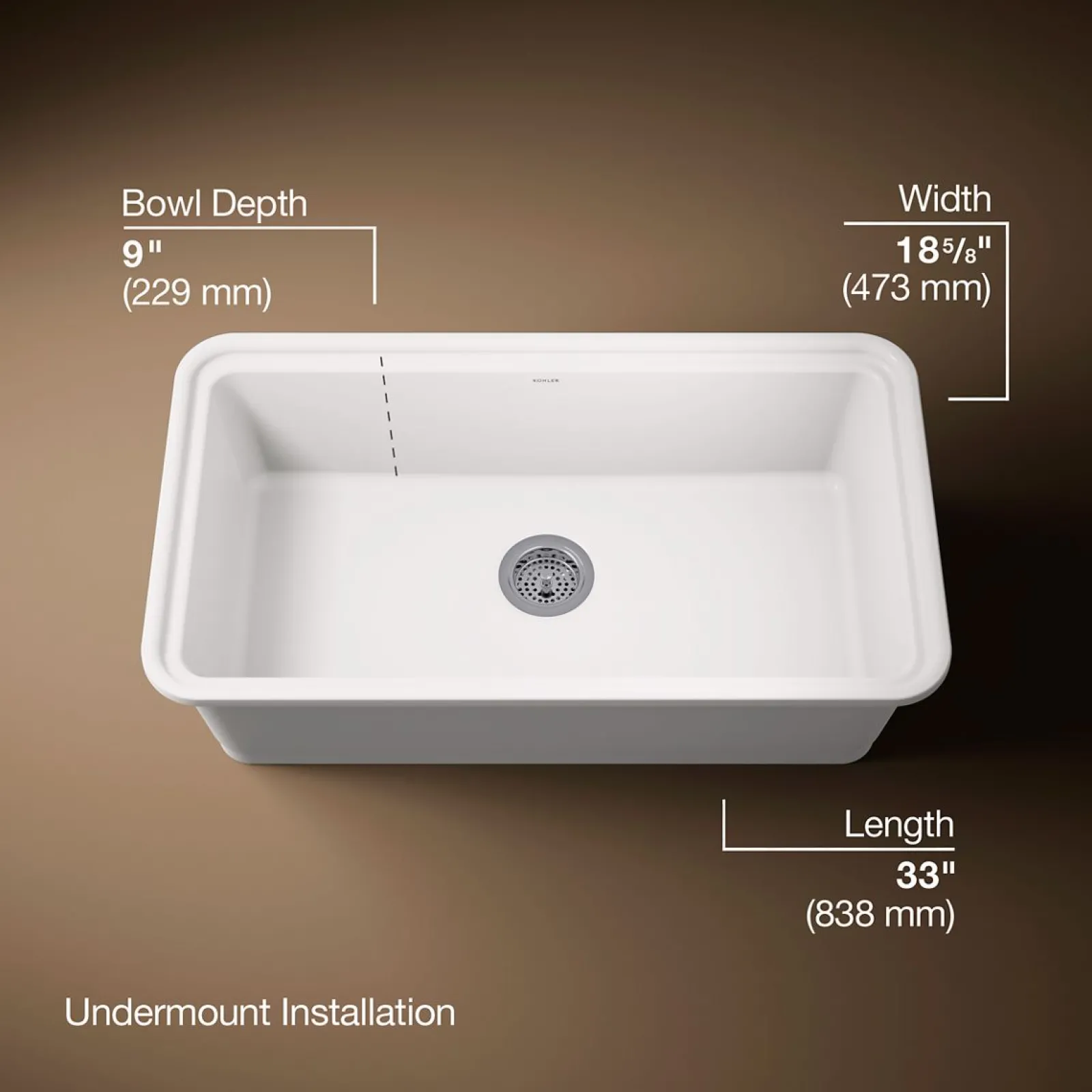 33" undermount single-bowl kitchen sink^Kohler Online