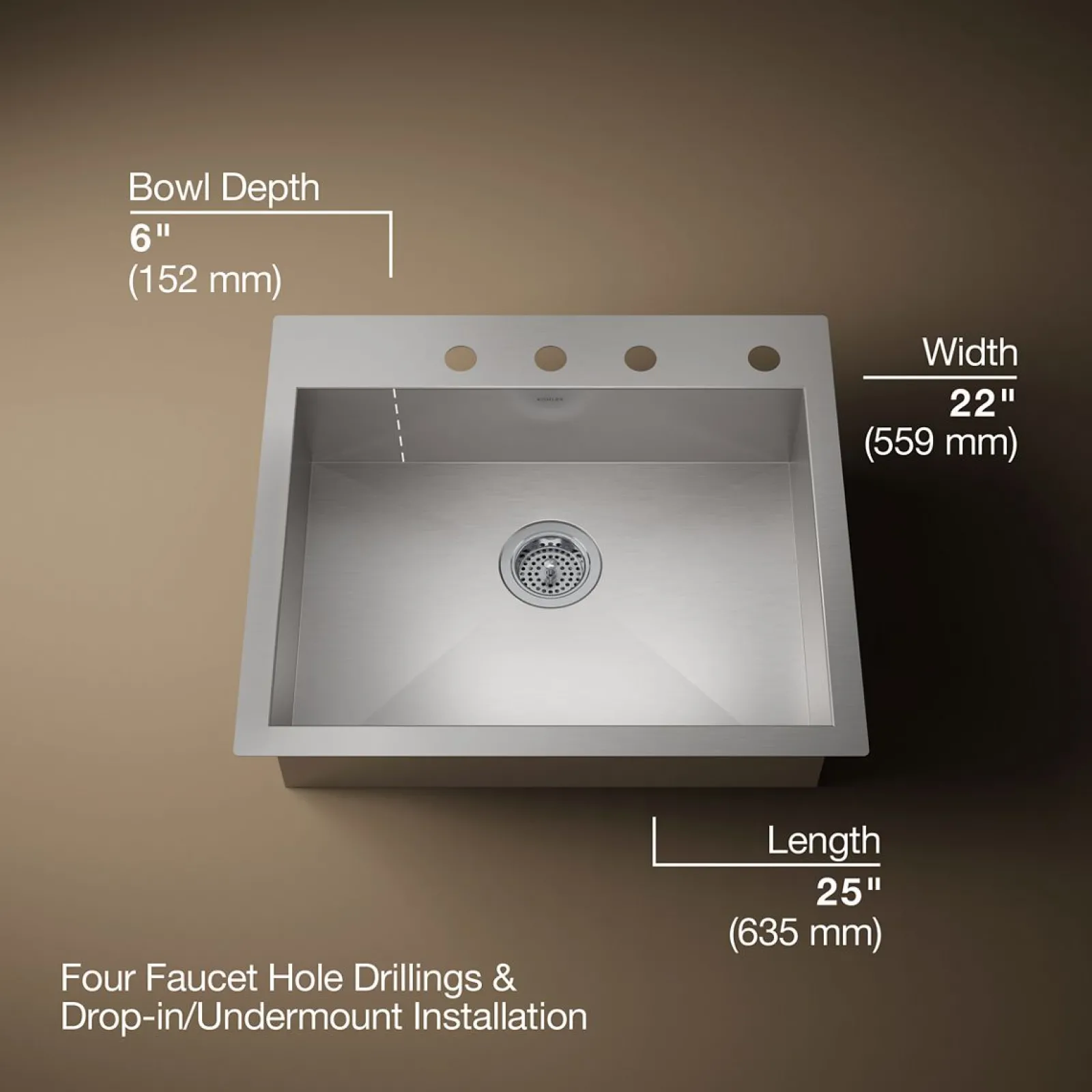 24" undermount single-bowl kitchen sink^Kohler New