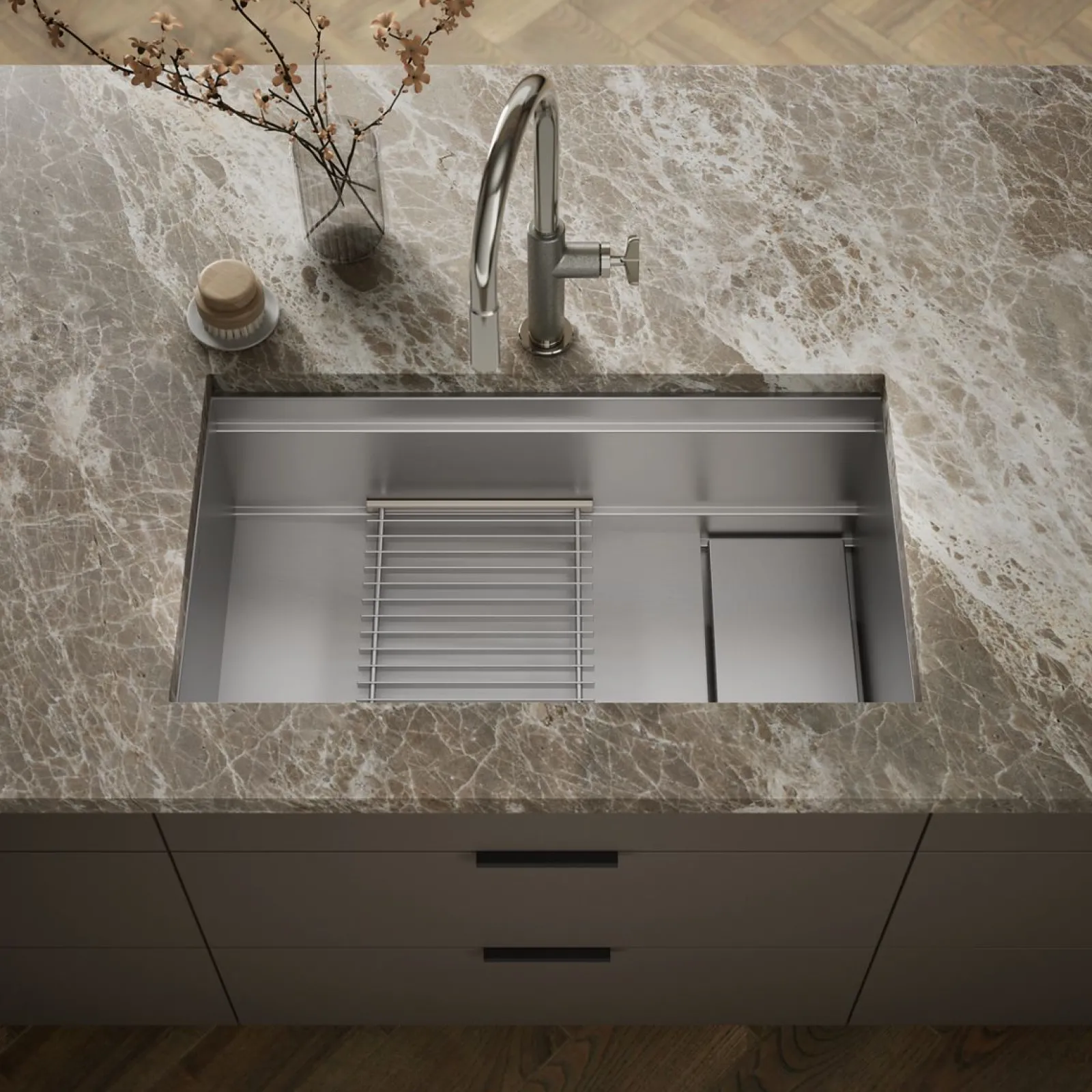 33-3/4" undermount single-bowl kitchen sink^Kohler Hot