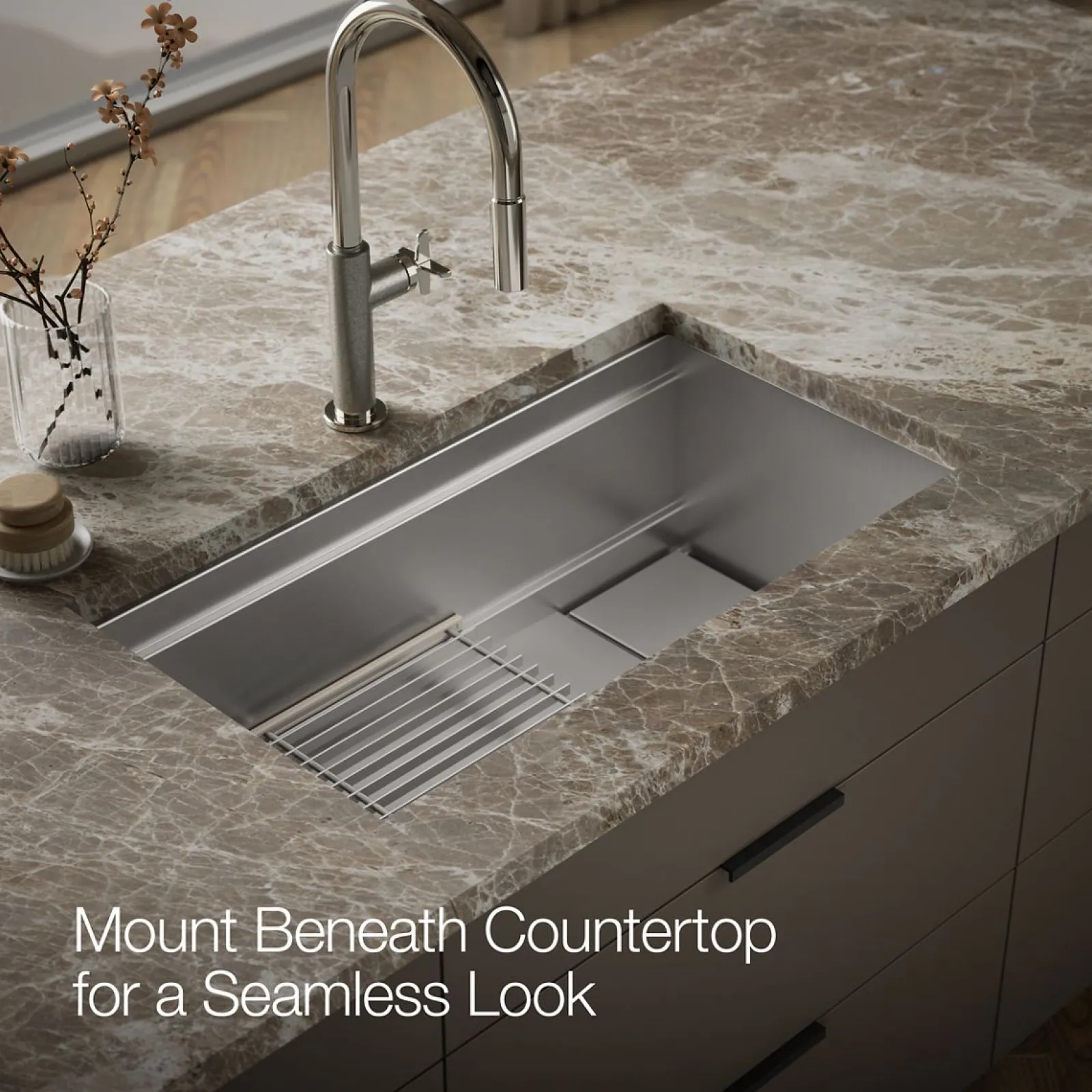33-3/4" undermount single-bowl kitchen sink^Kohler Hot