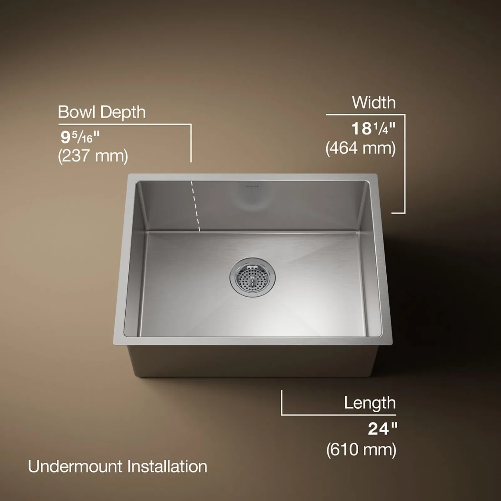 24" undermount single-bowl kitchen sink^Kohler Best