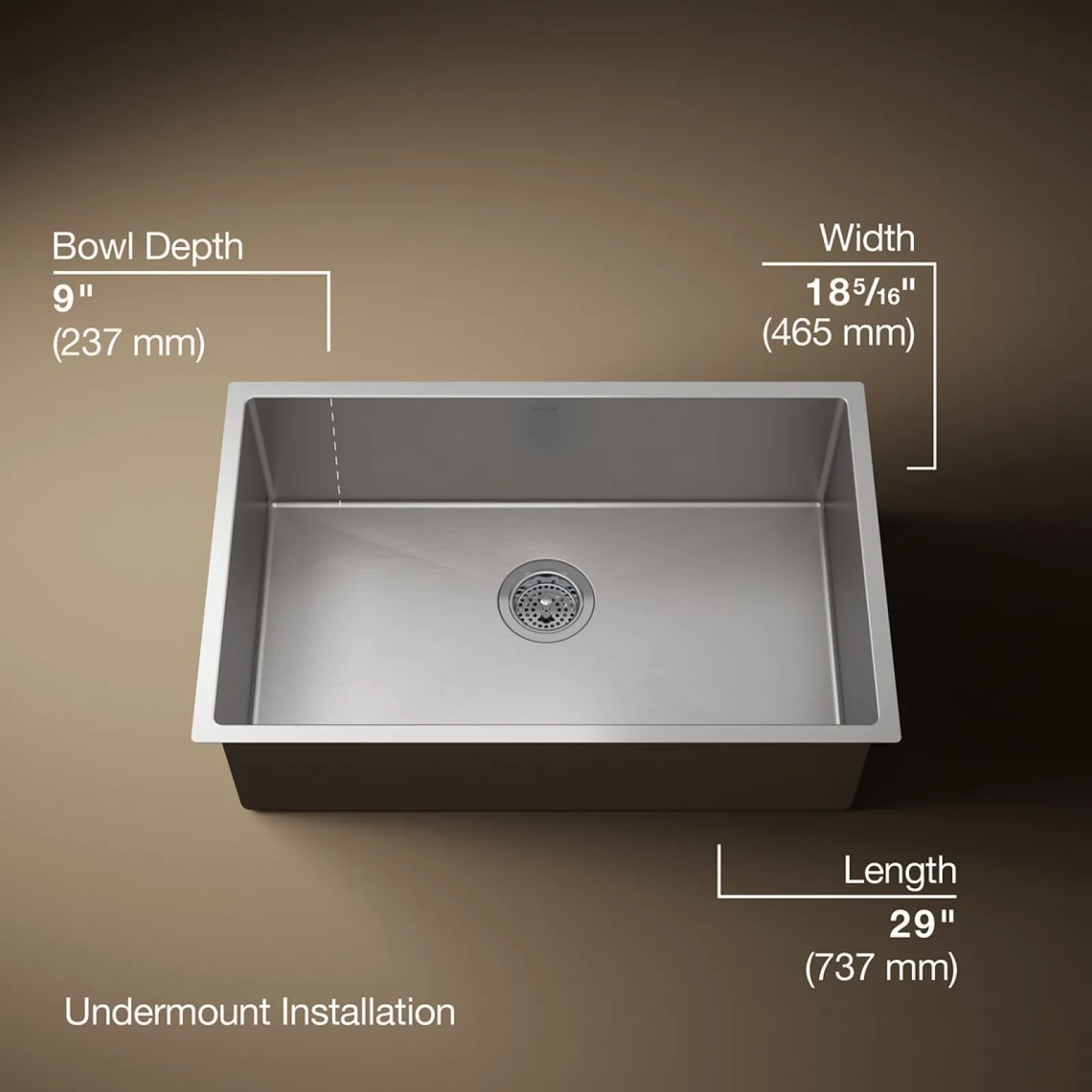 29" undermount single-bowl kitchen sink^Kohler Discount
