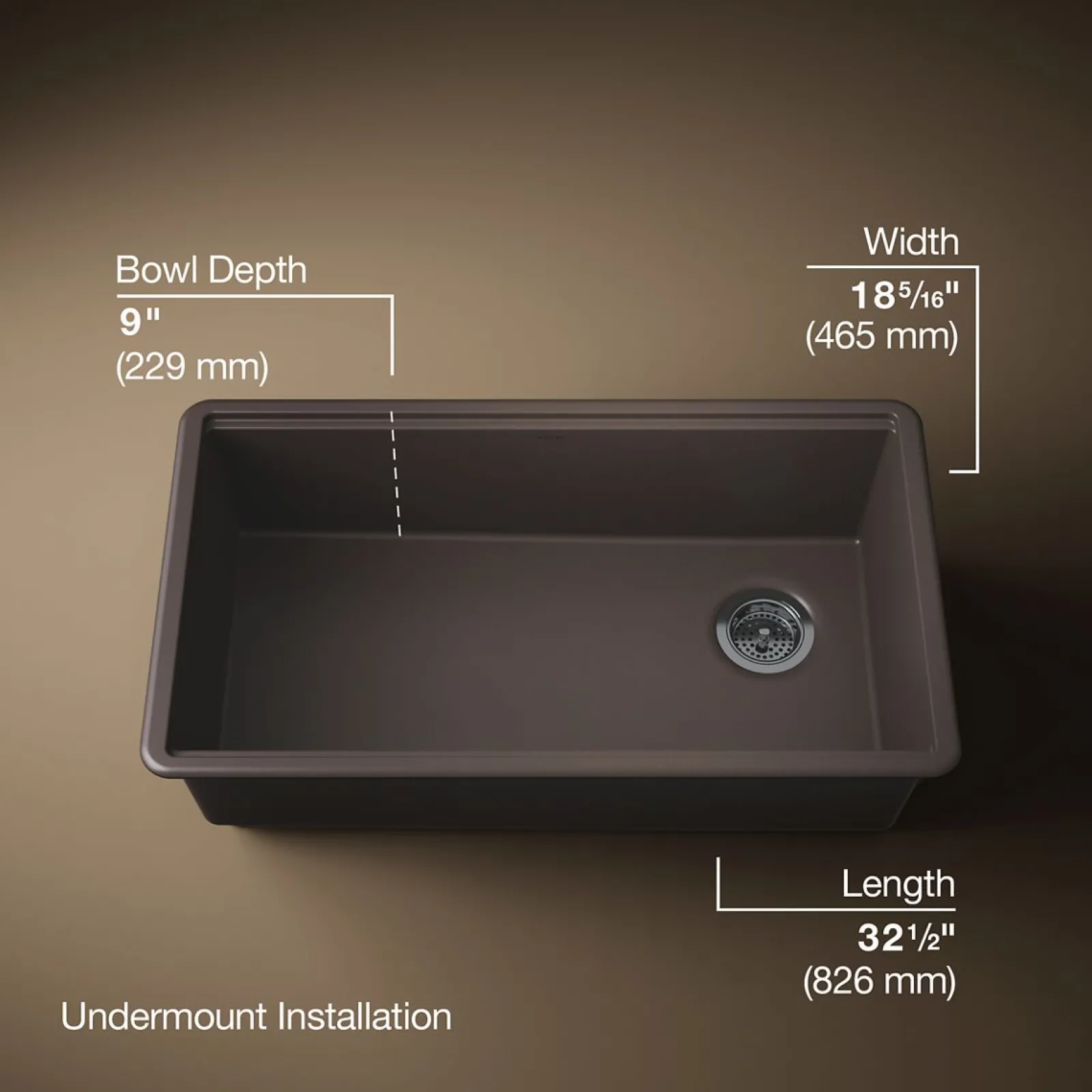 32-1/2" undermount single-bowl kitchen sink^Kohler Best