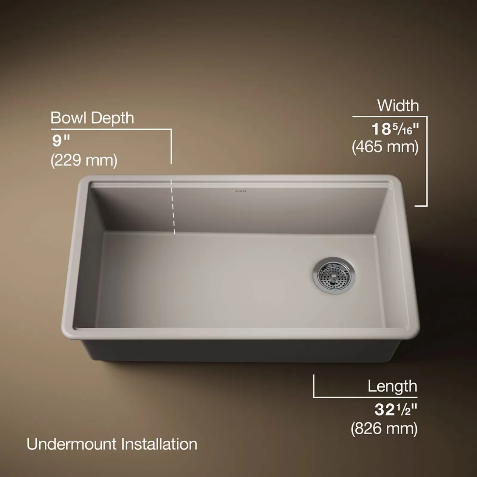 32-1/2" undermount single-bowl kitchen sink^Kohler Best