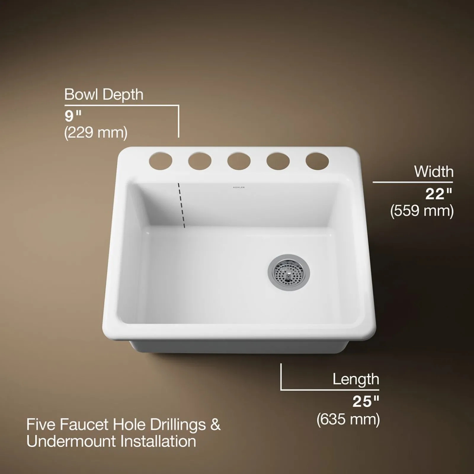 25" undermount single-bowl kitchen sink^Kohler Online