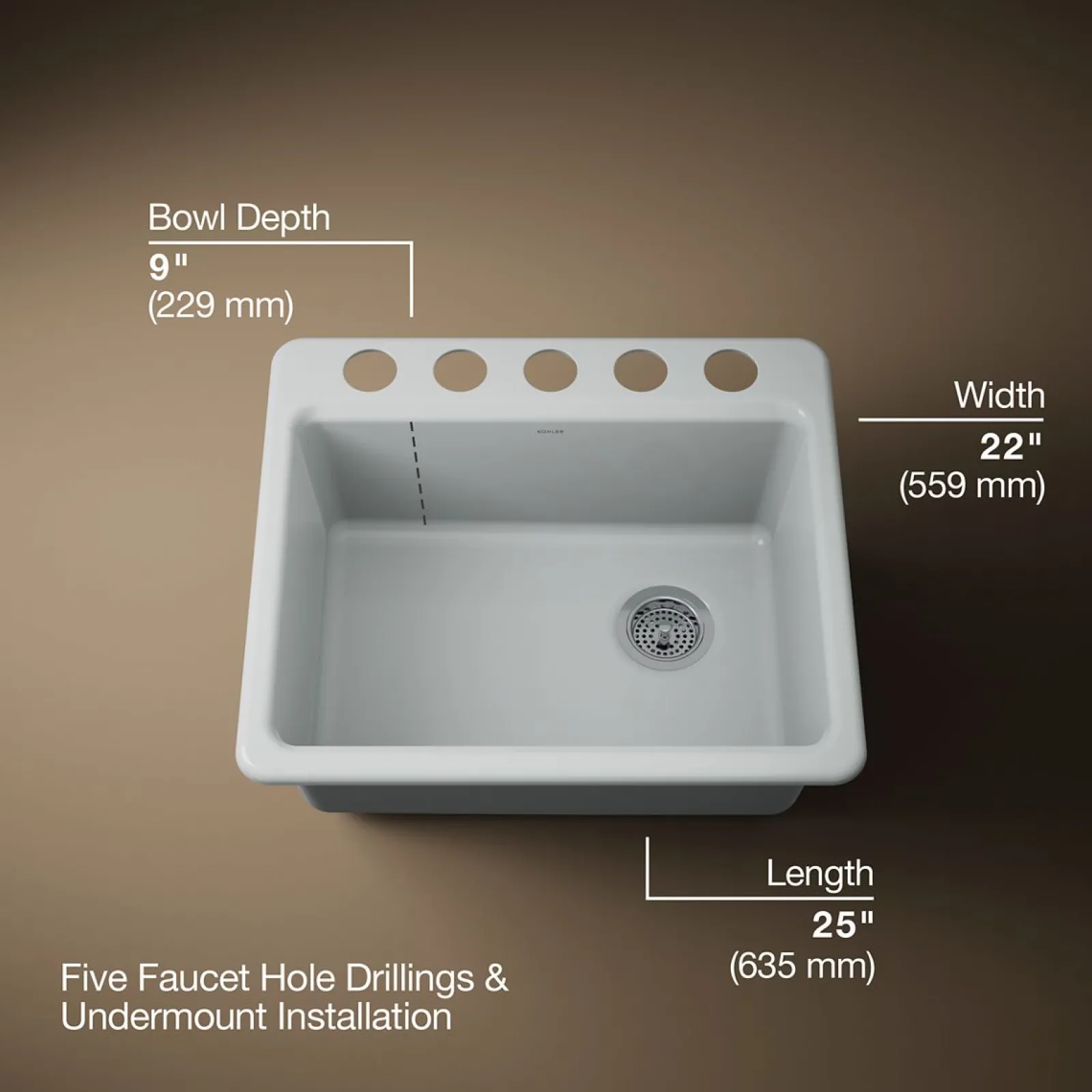 25" undermount single-bowl kitchen sink^Kohler Online