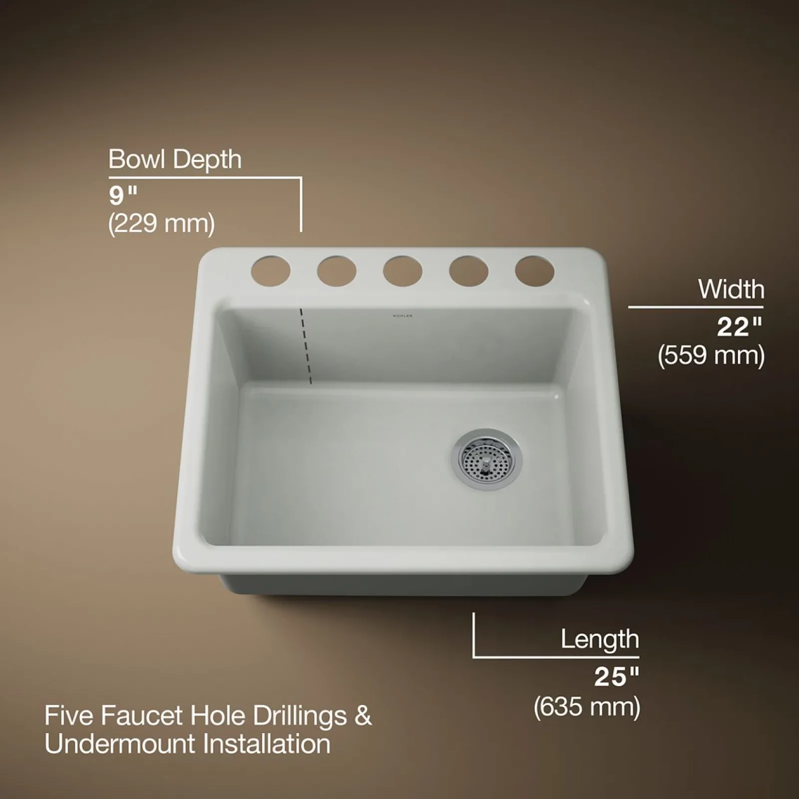 25" undermount single-bowl kitchen sink^Kohler Online