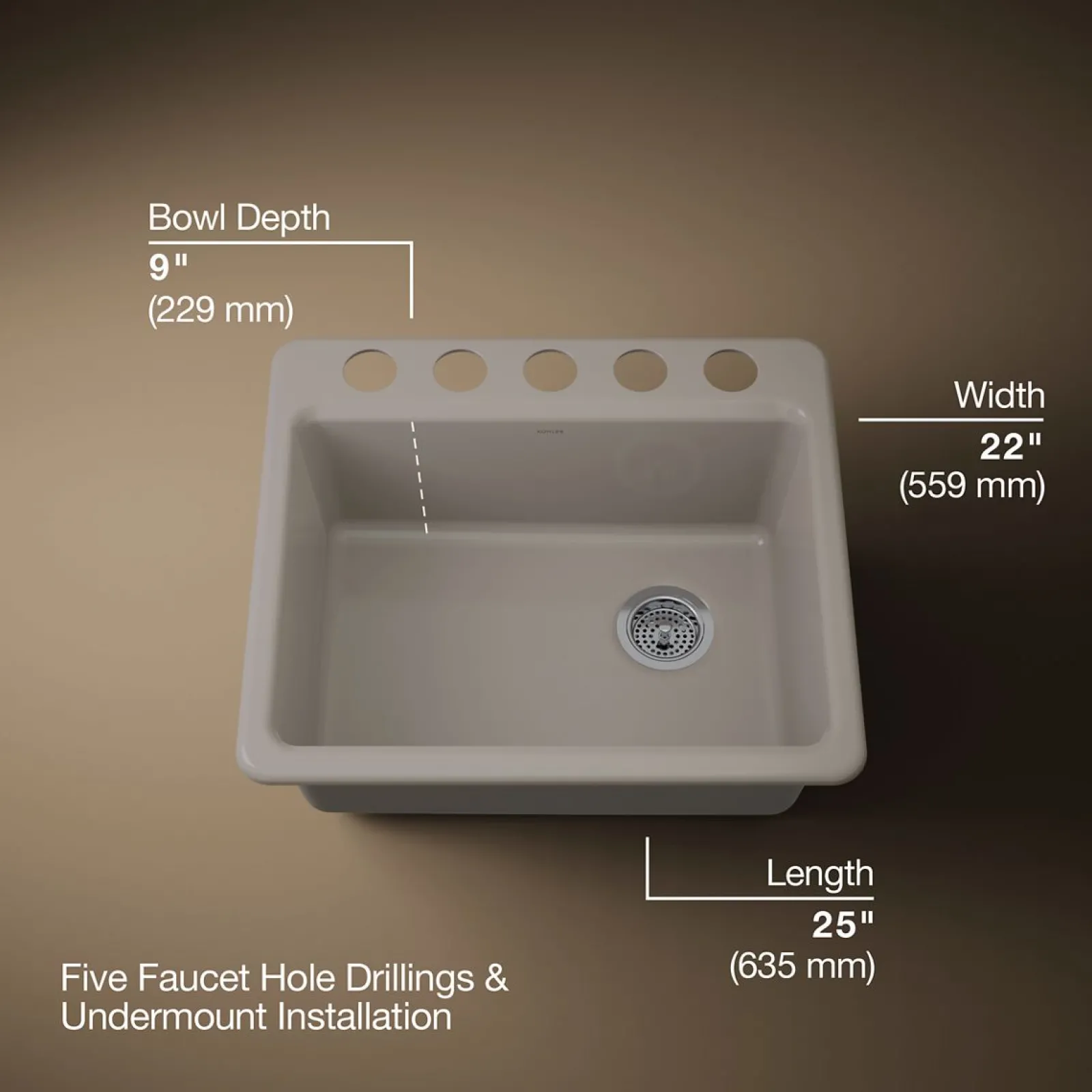 25" undermount single-bowl kitchen sink^Kohler Online