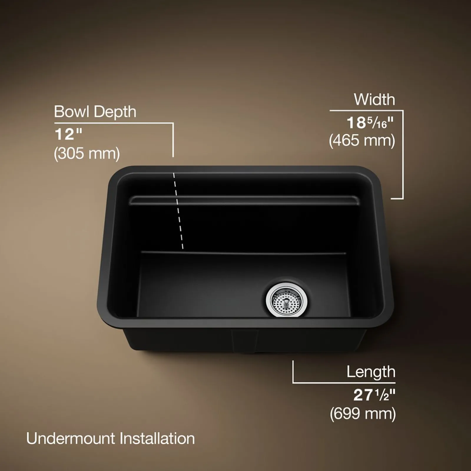 27-1/2" undermount single-bowl utility sink^Kohler New