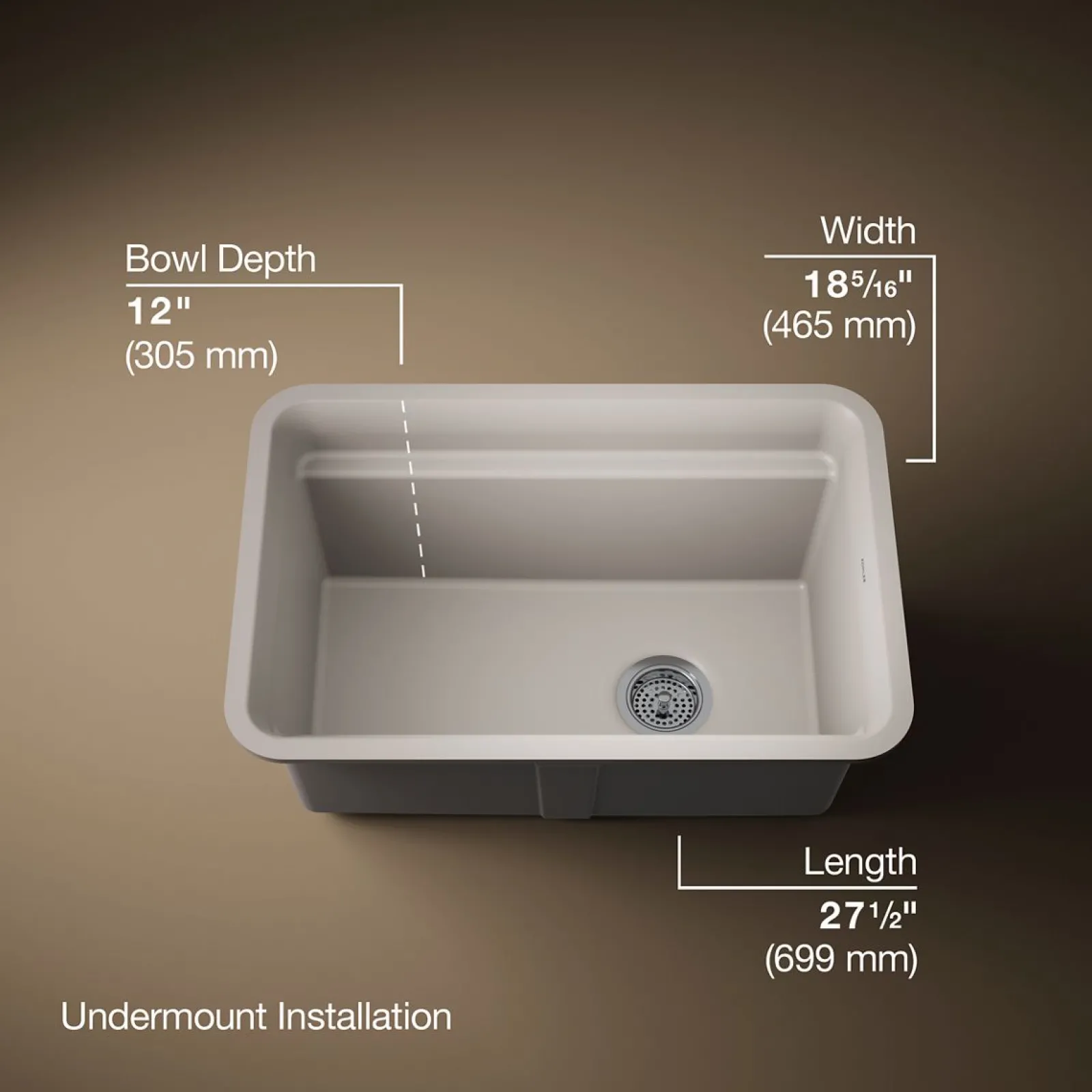 27-1/2" undermount single-bowl utility sink^Kohler New