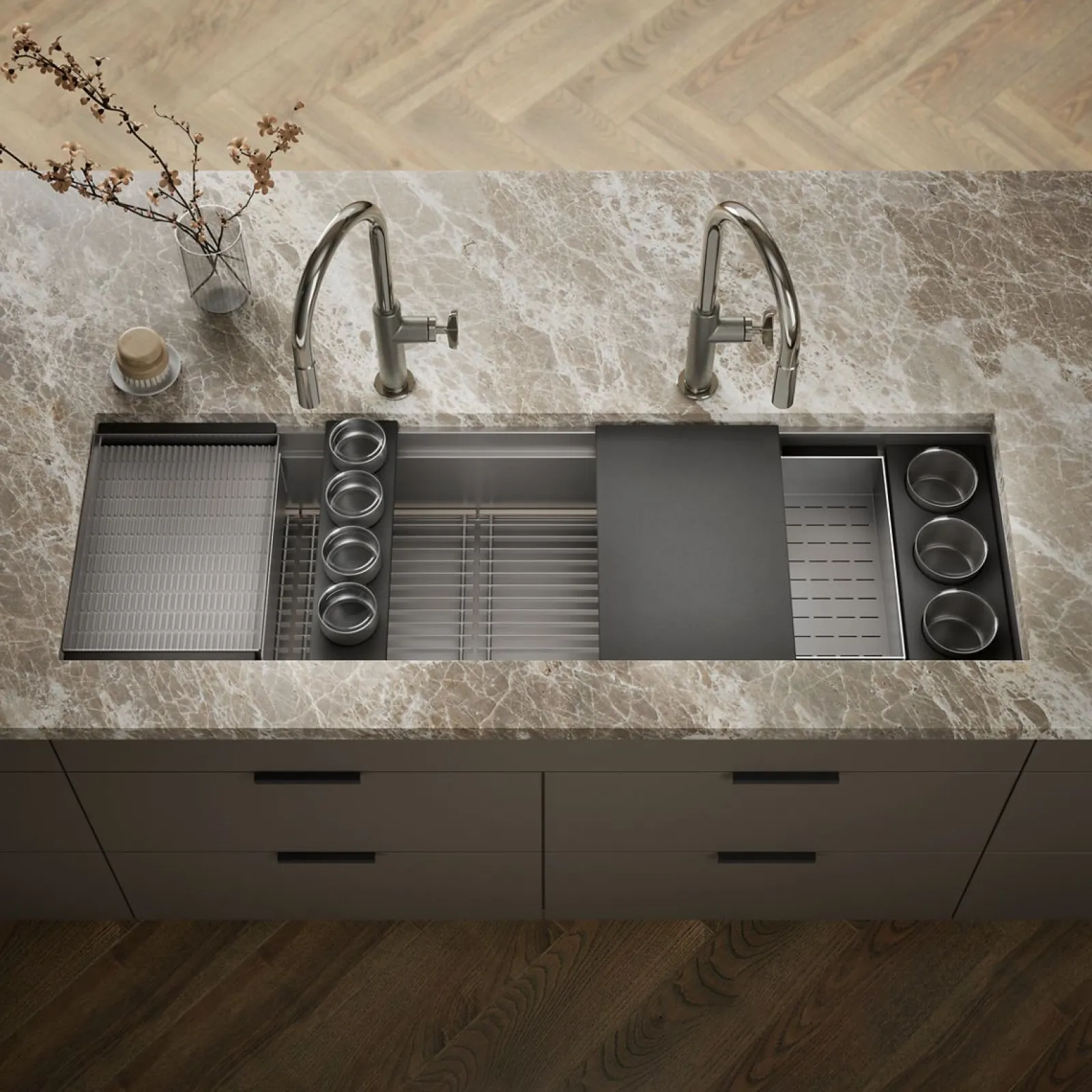 57-3/4" undermount single-bowl workstation kitchen sink^Kohler Hot