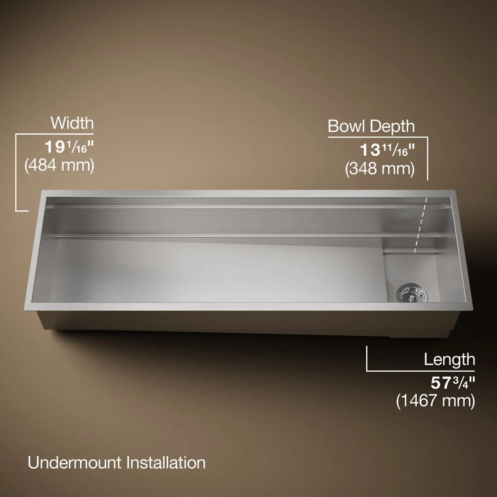 57-3/4" undermount single-bowl workstation kitchen sink^Kohler Hot