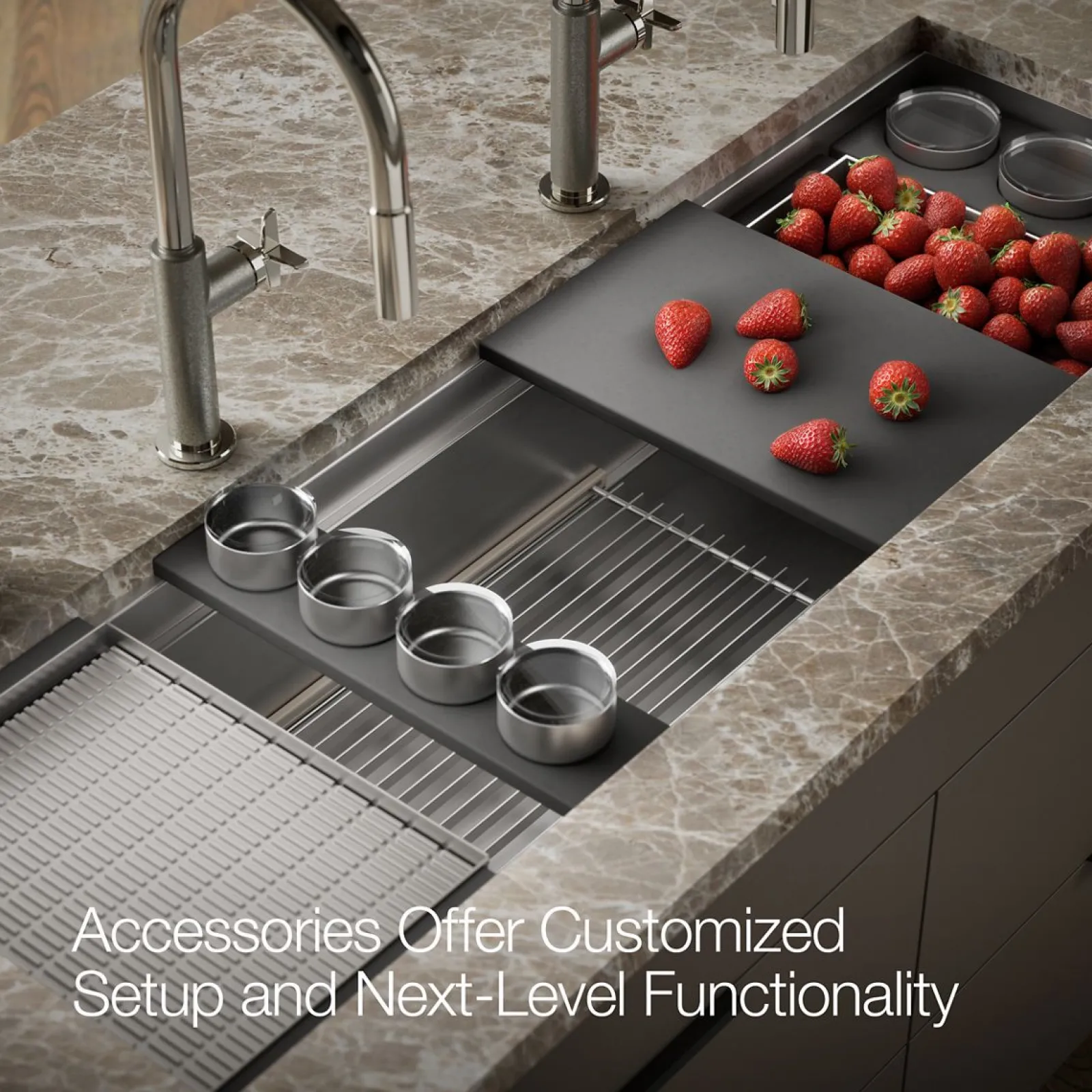 57-3/4" undermount single-bowl workstation kitchen sink^Kohler Hot