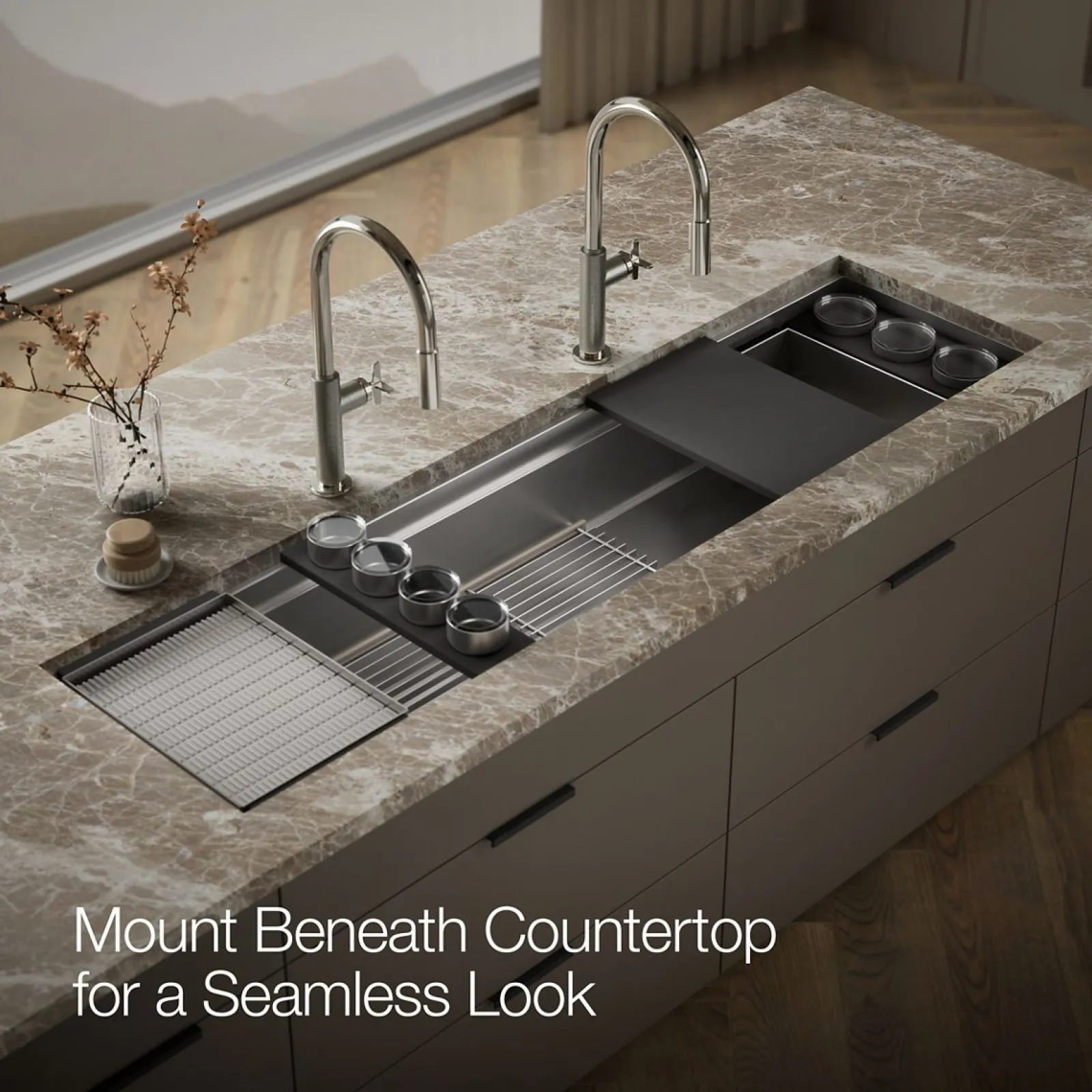 69-3/4" undermount single-bowl workstation kitchen sink^Kohler New