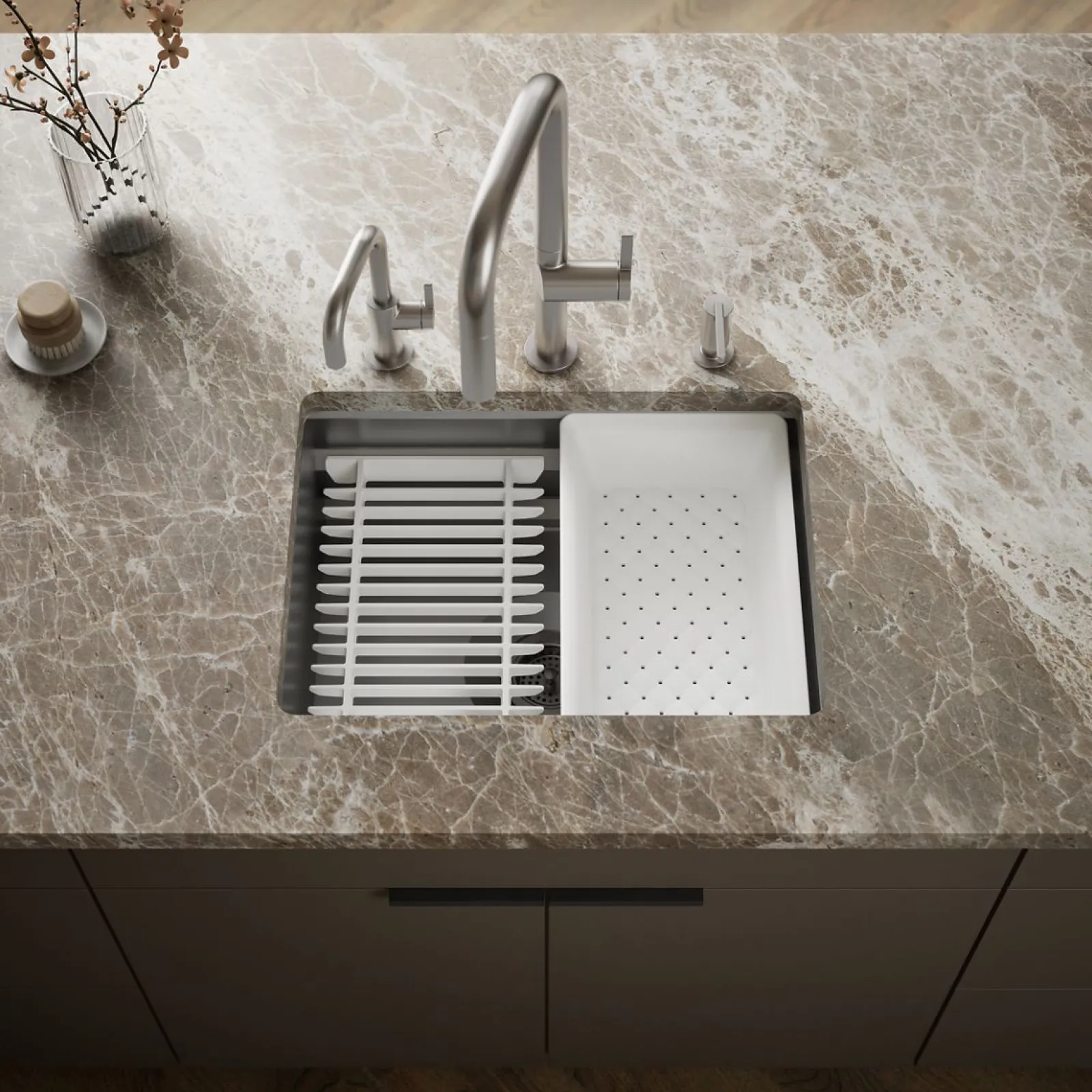 23" undermount single-bowl workstation kitchen sink^Kohler Discount