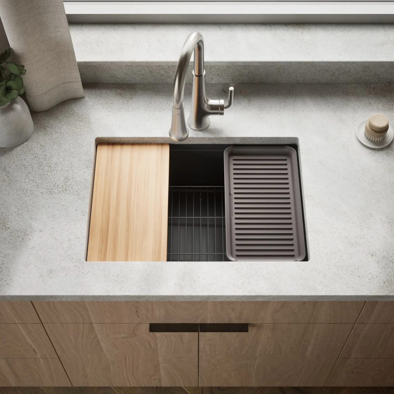 26-1/2" undermount single-bowl workstation kitchen sink^Kohler Outlet