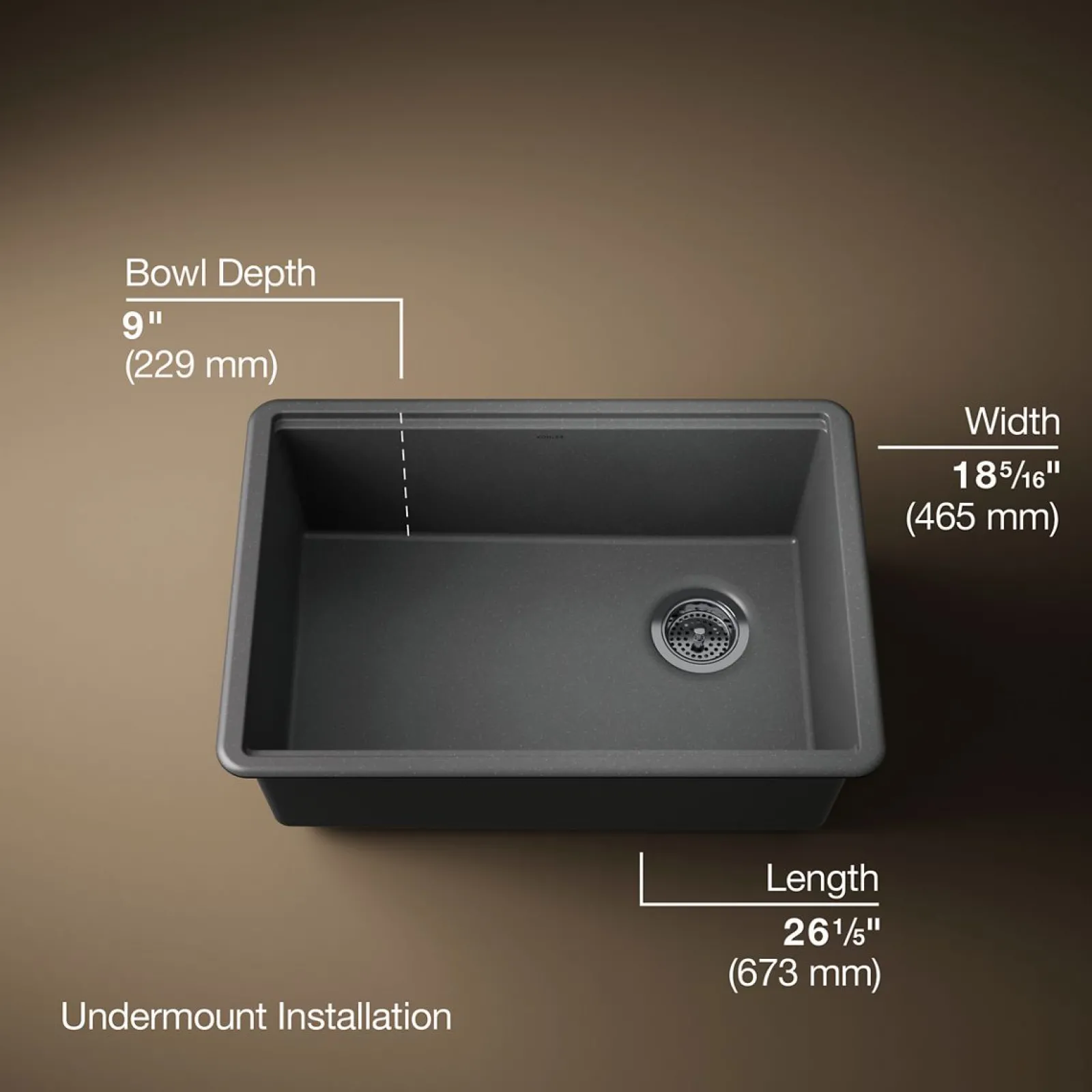 26-1/2" undermount single-bowl workstation kitchen sink^Kohler Outlet