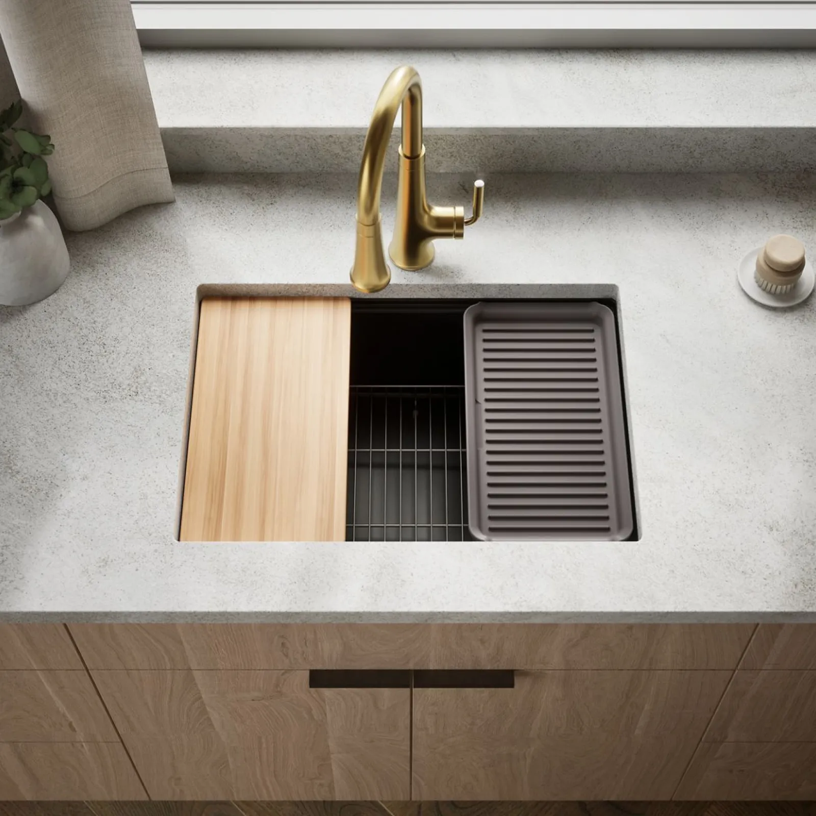 26-1/2" undermount single-bowl workstation kitchen sink^Kohler Outlet