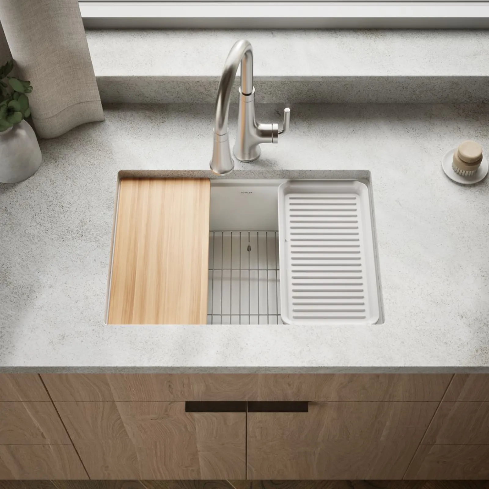26-1/2" undermount single-bowl workstation kitchen sink^Kohler Outlet