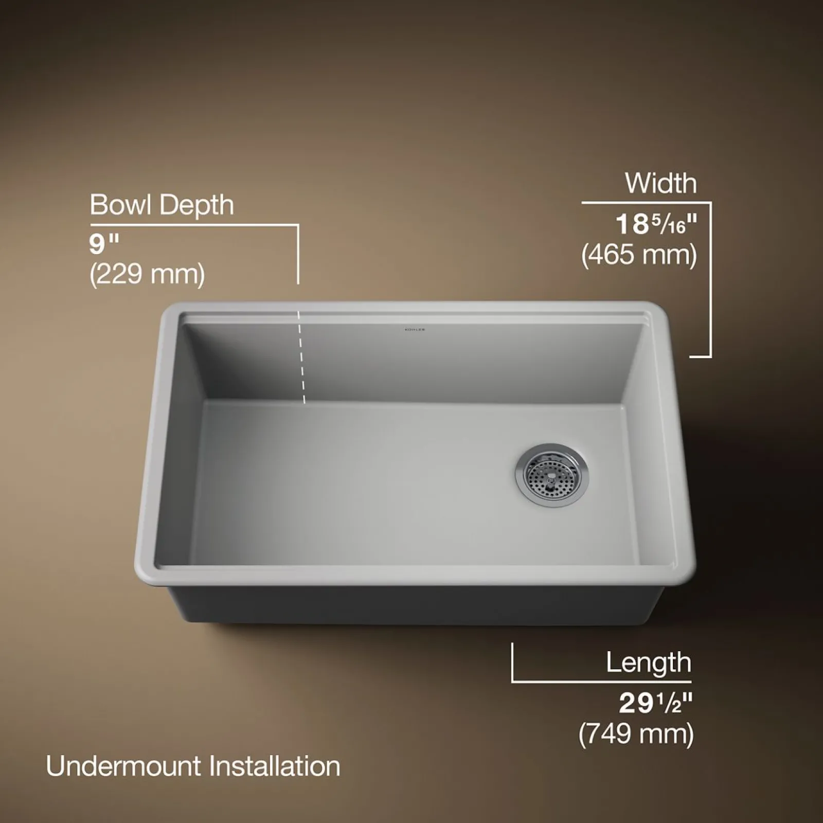 29-1/2" undermount single-bowl workstation kitchen sink^Kohler Outlet