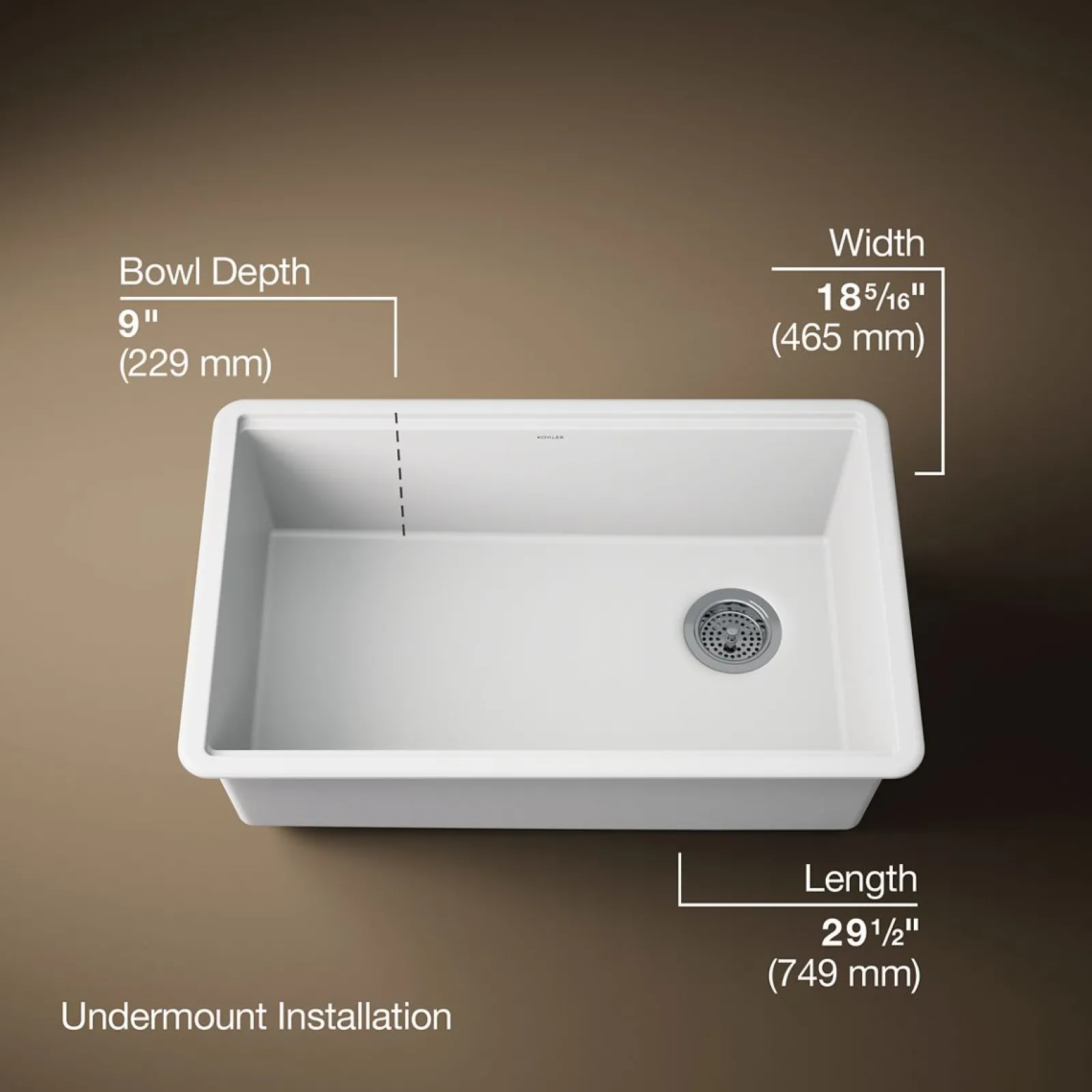 29-1/2" undermount single-bowl workstation kitchen sink^Kohler Outlet