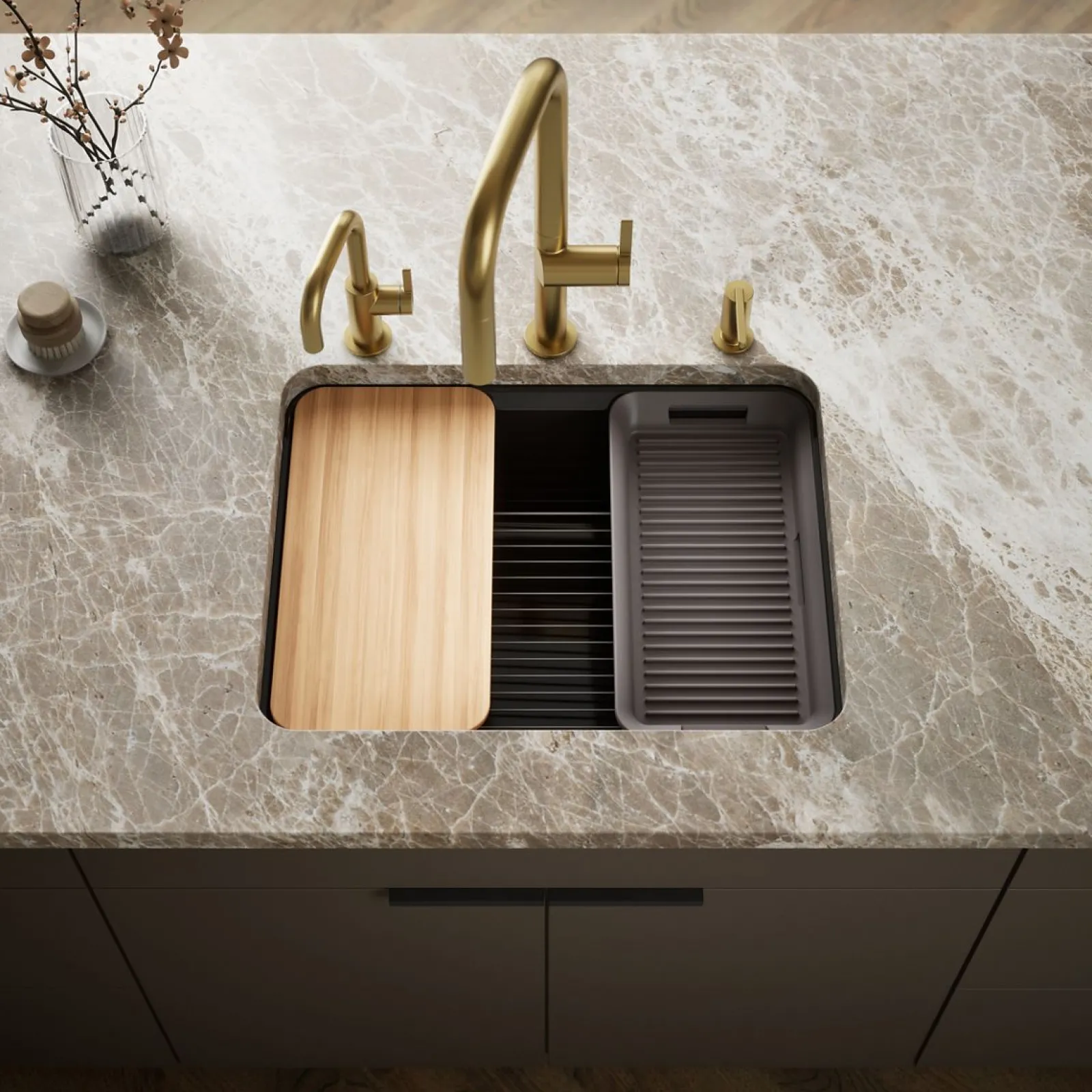 25" undermount single-bowl workstation kitchen sink^Kohler