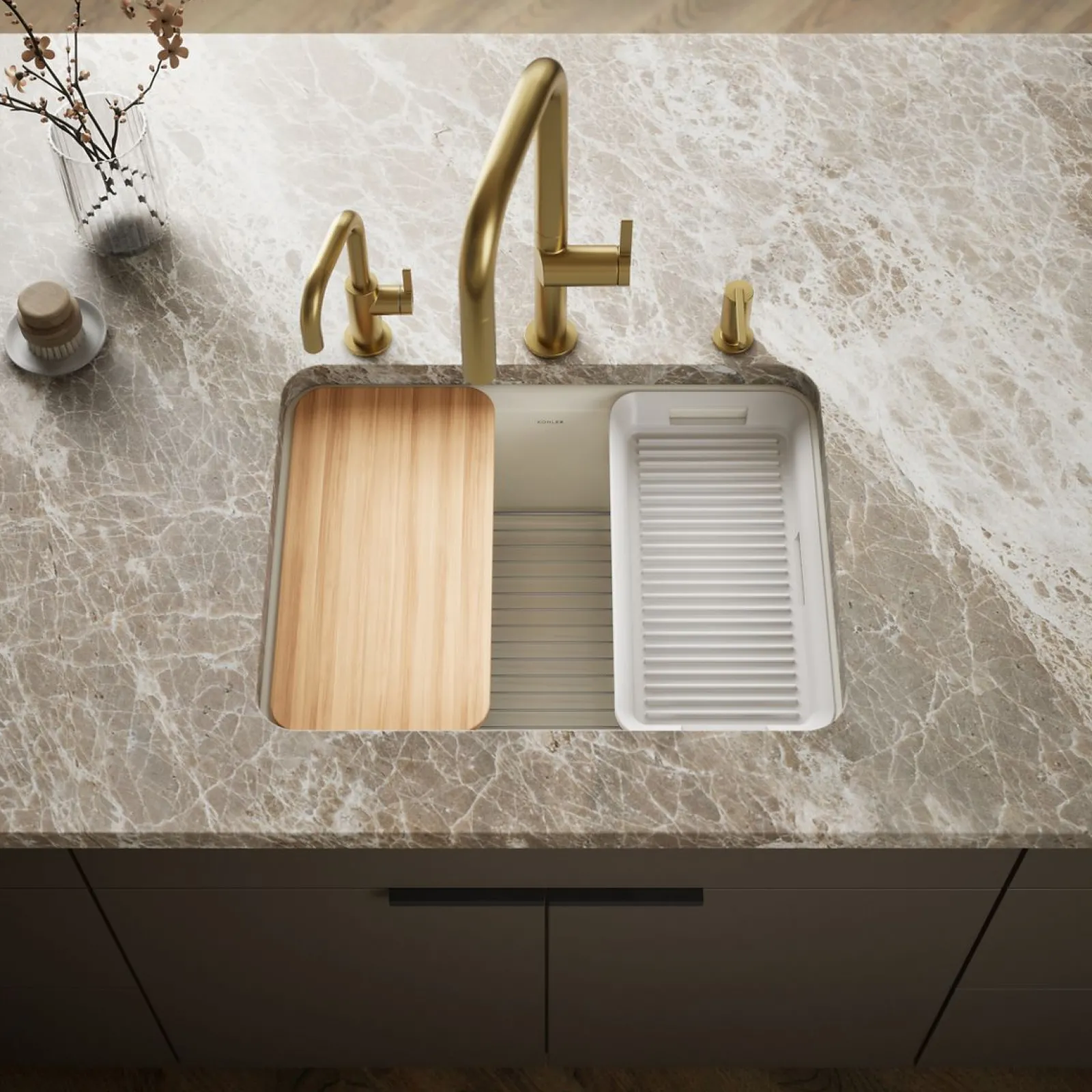 25" undermount single-bowl workstation kitchen sink^Kohler