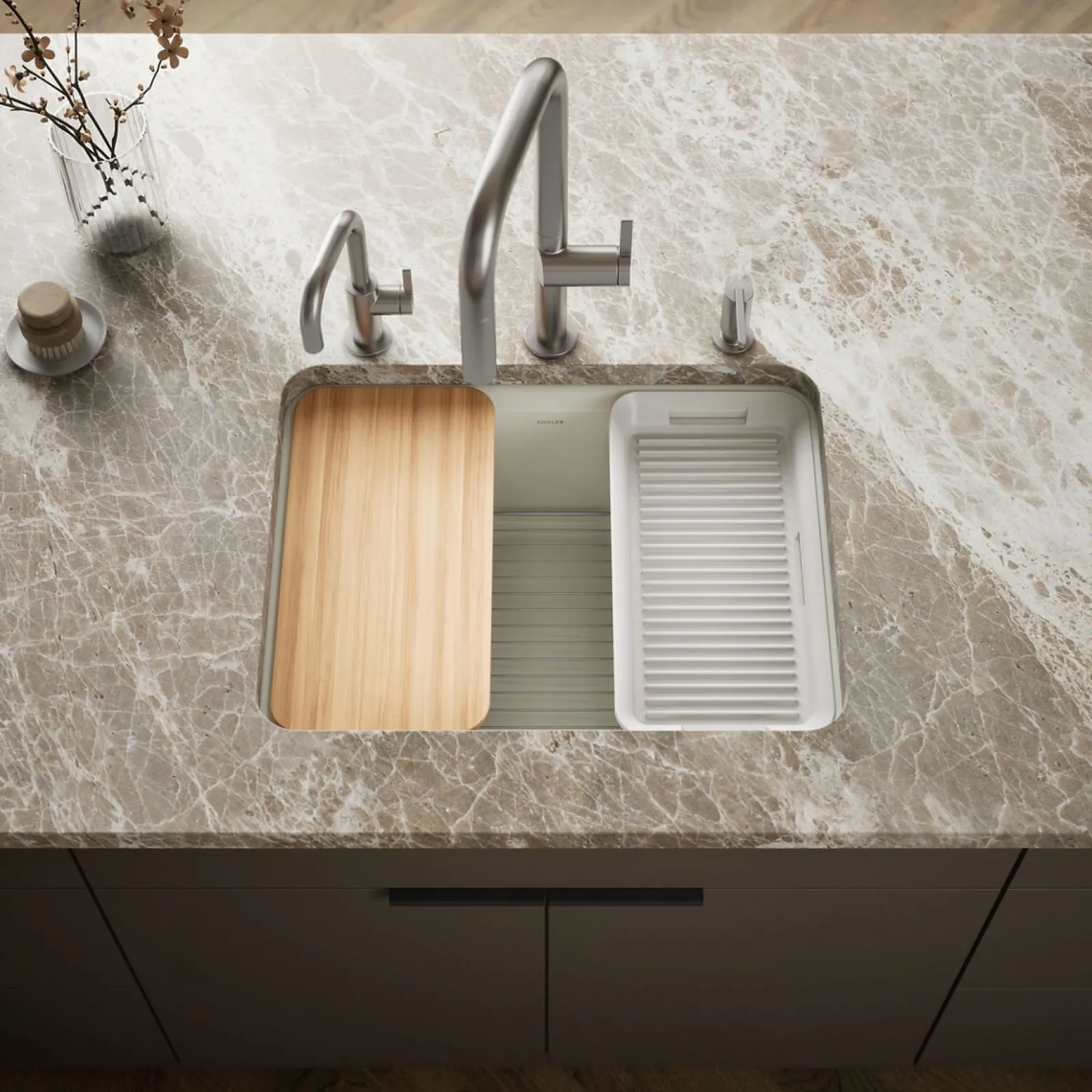 25" undermount single-bowl workstation kitchen sink^Kohler