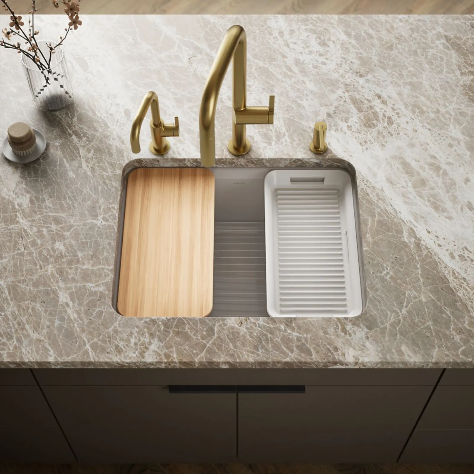 25" undermount single-bowl workstation kitchen sink^Kohler