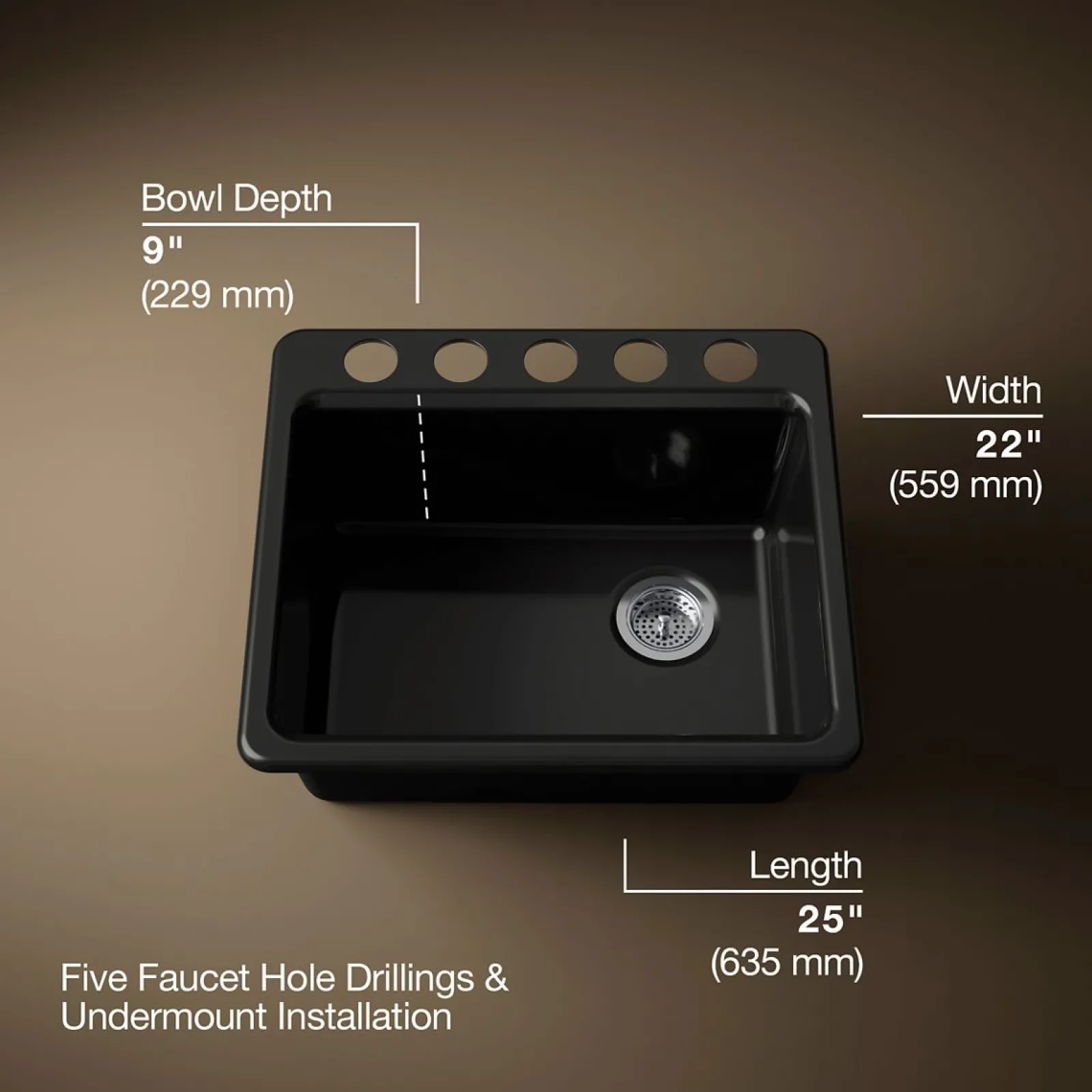 25" undermount single-bowl workstation kitchen sink^Kohler