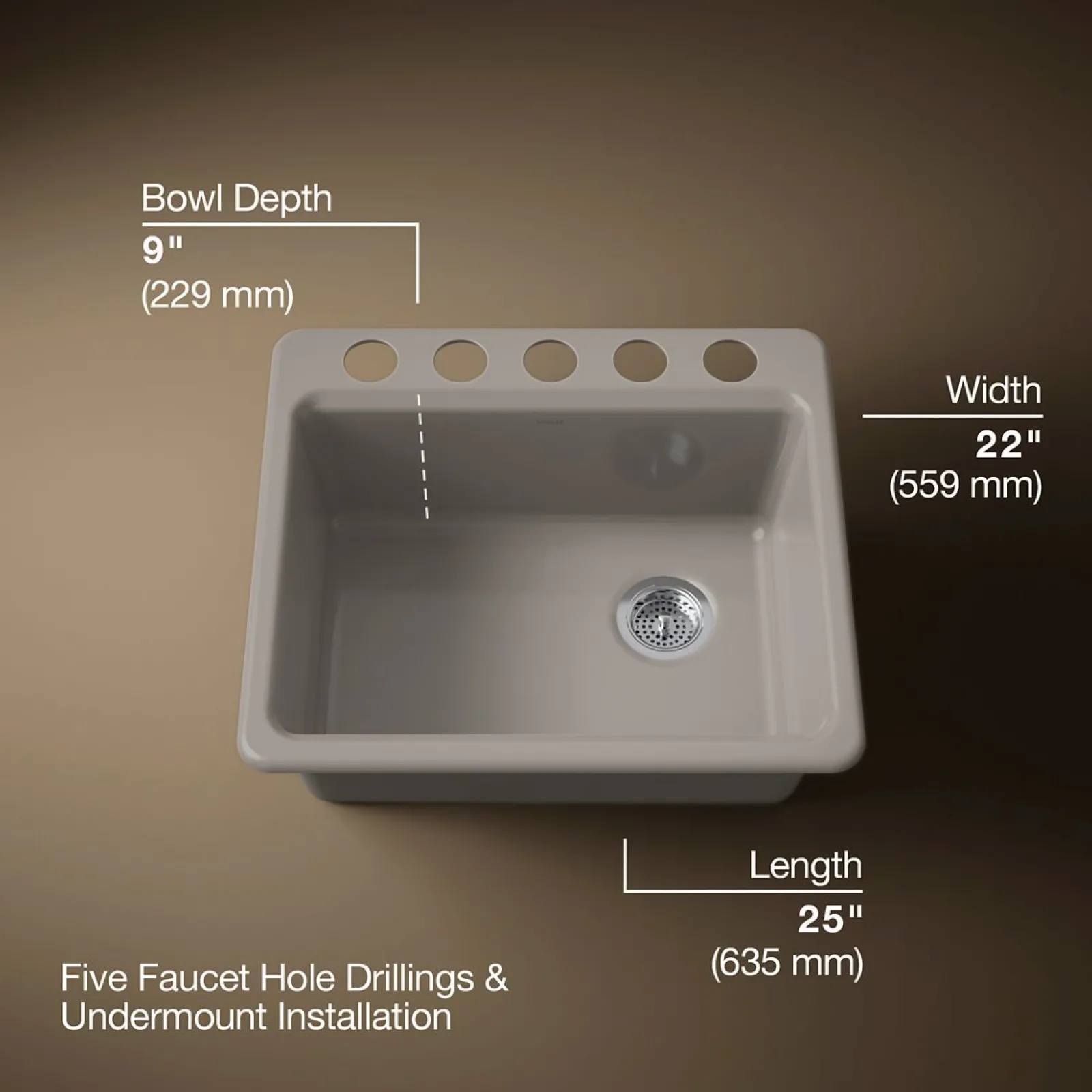 25" undermount single-bowl workstation kitchen sink^Kohler
