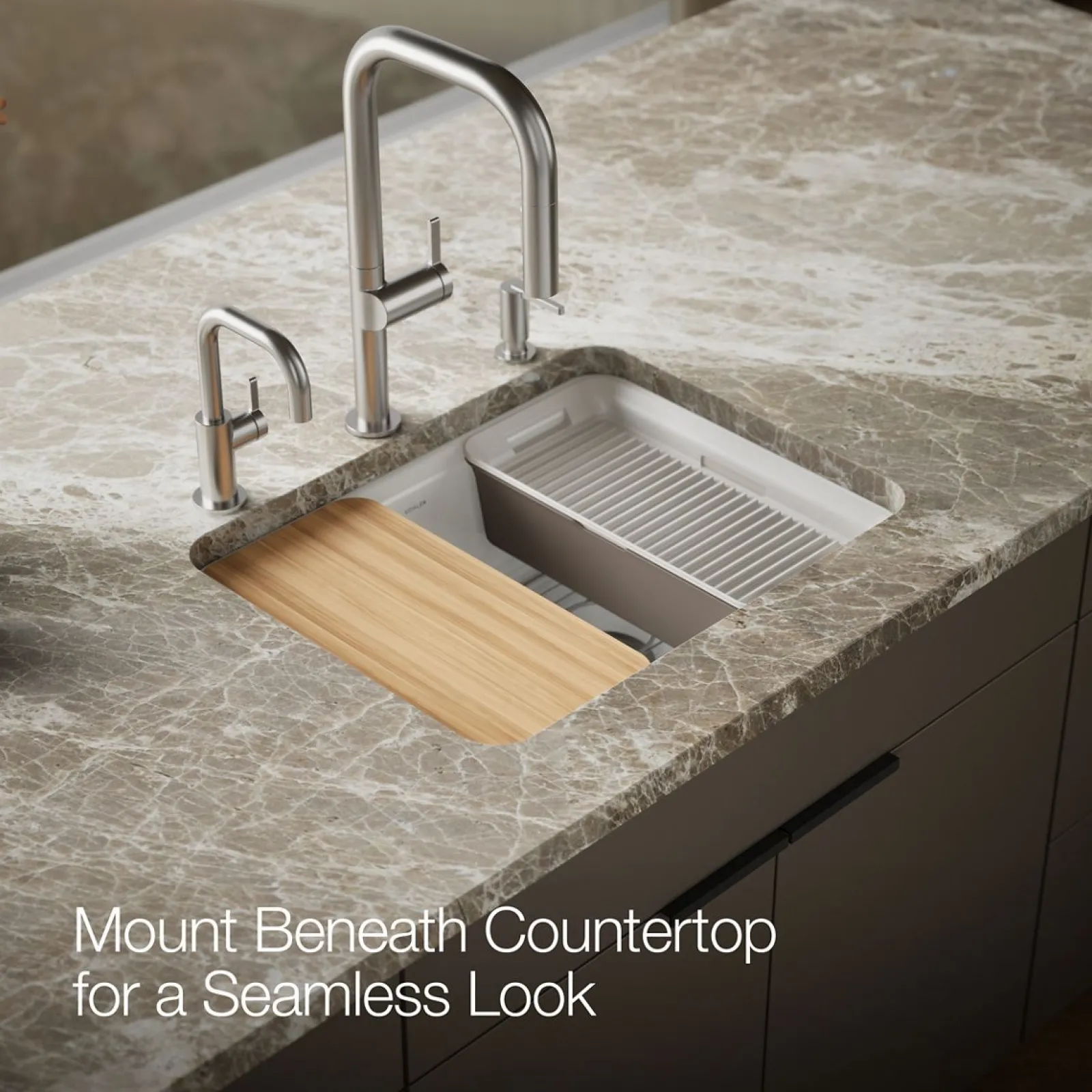 25" undermount single-bowl workstation kitchen sink^Kohler