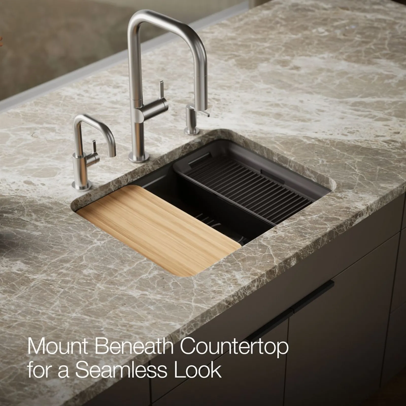 25" undermount single-bowl workstation kitchen sink^Kohler
