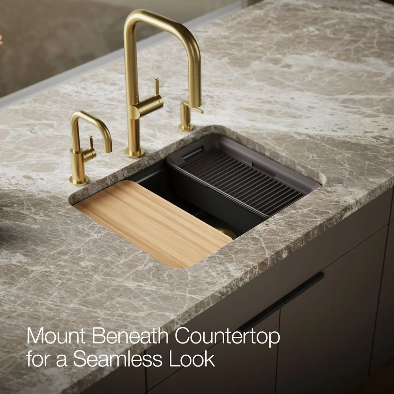 25" undermount single-bowl workstation kitchen sink^Kohler