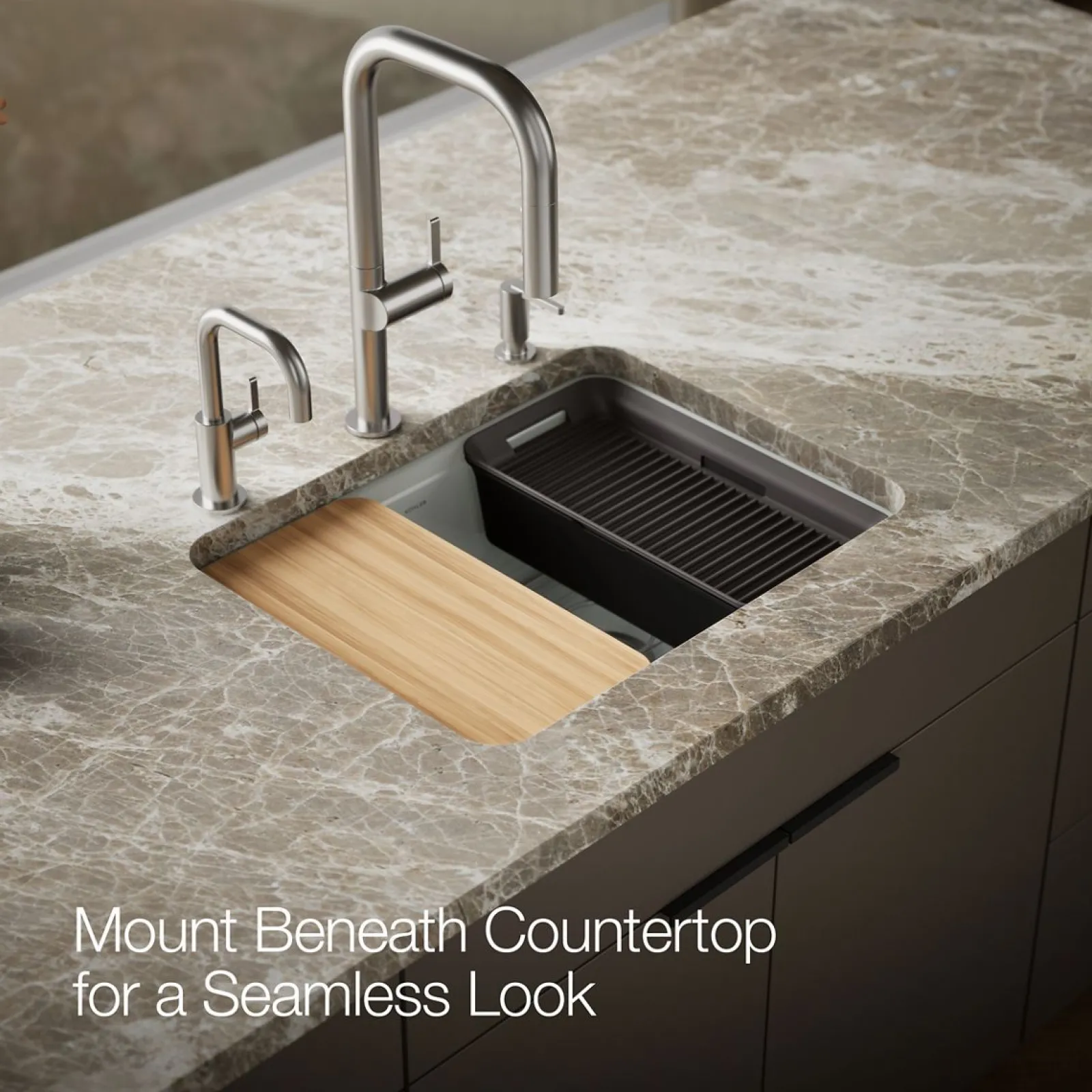25" undermount single-bowl workstation kitchen sink^Kohler