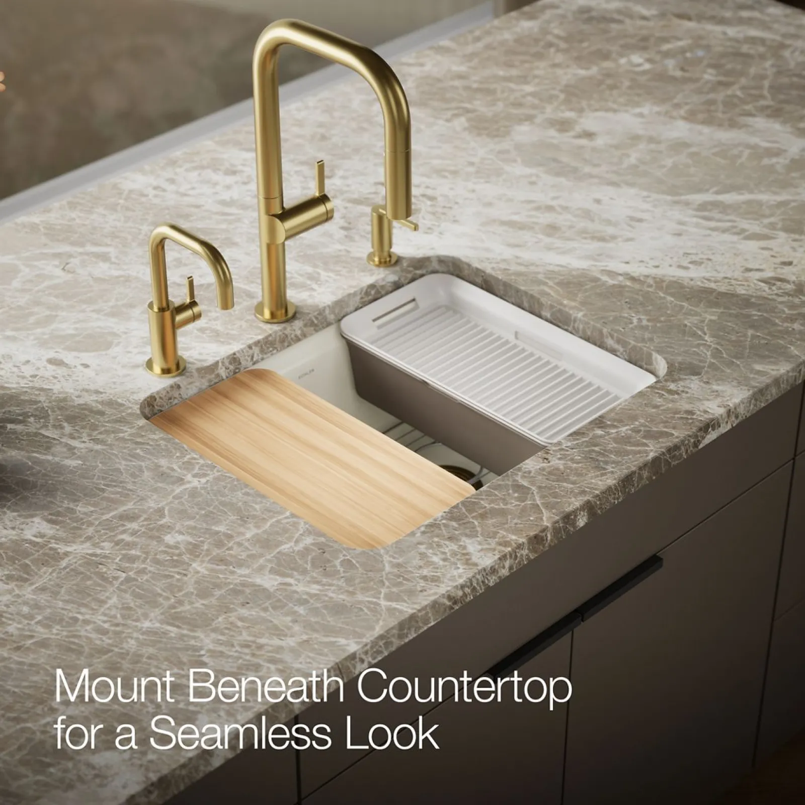 25" undermount single-bowl workstation kitchen sink^Kohler