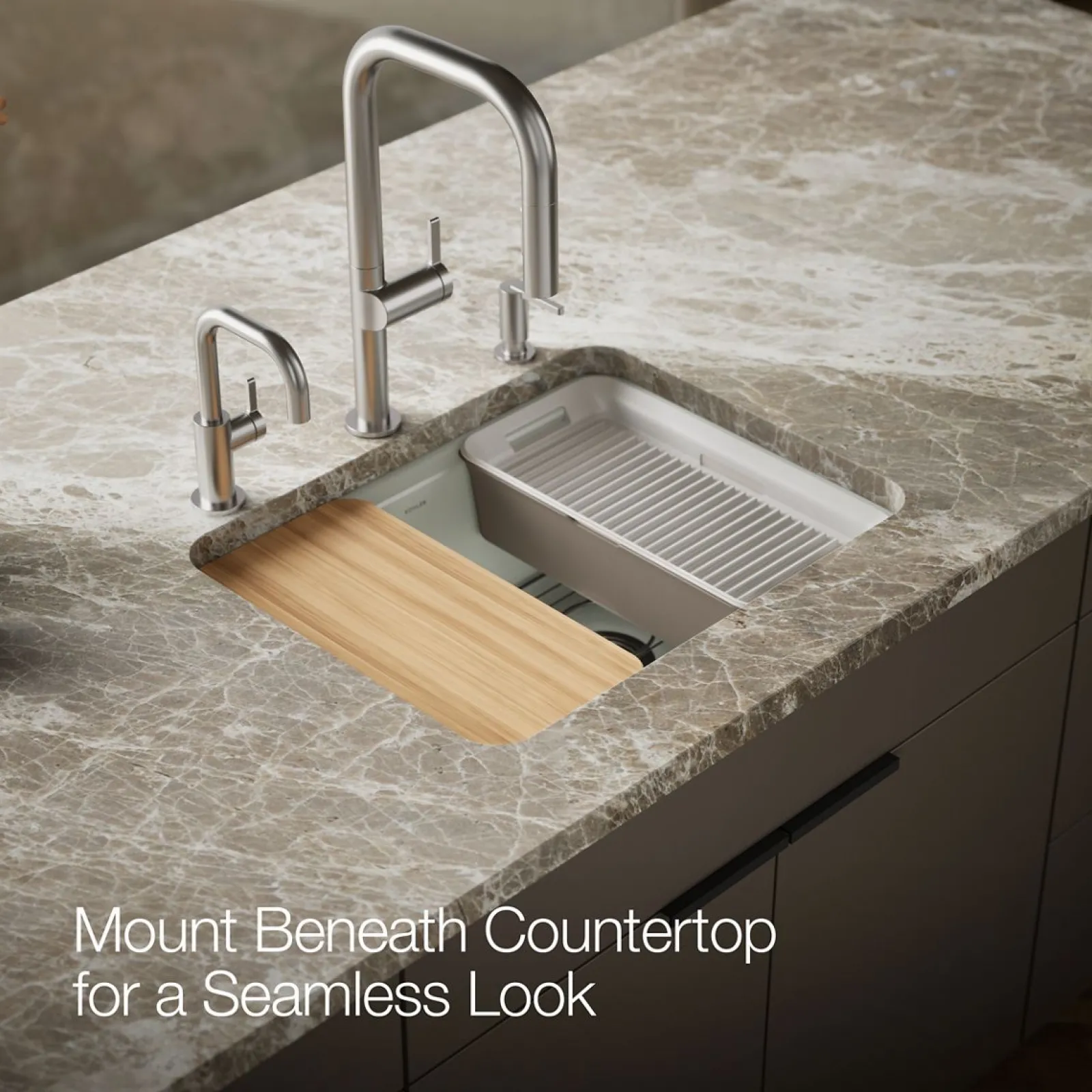 25" undermount single-bowl workstation kitchen sink^Kohler