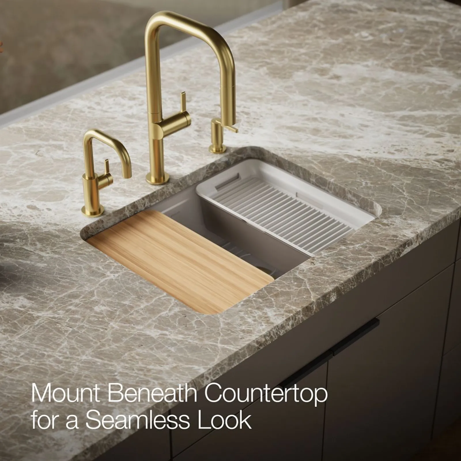 25" undermount single-bowl workstation kitchen sink^Kohler