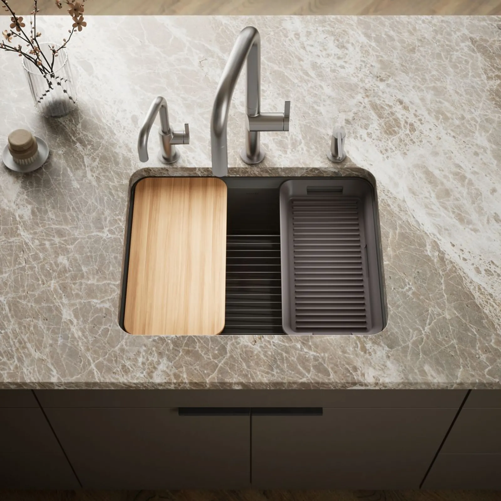 25" undermount single-bowl workstation kitchen sink^Kohler