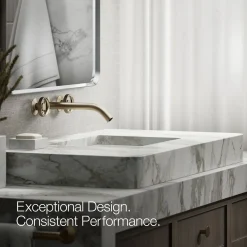 Wall-mount bathroom sink faucet Industrial handle trim^Kohler