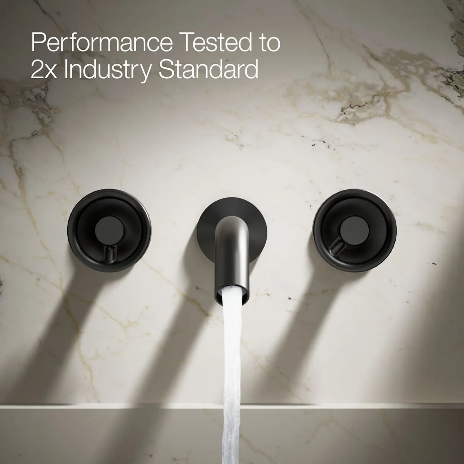 Wall-mount bathroom sink faucet Industrial handle trim^Kohler