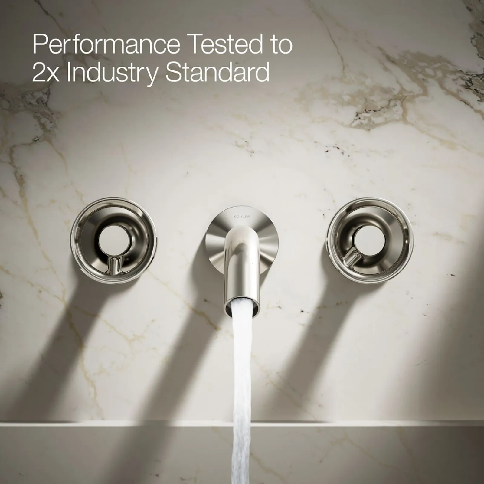 Wall-mount bathroom sink faucet Industrial handle trim^Kohler