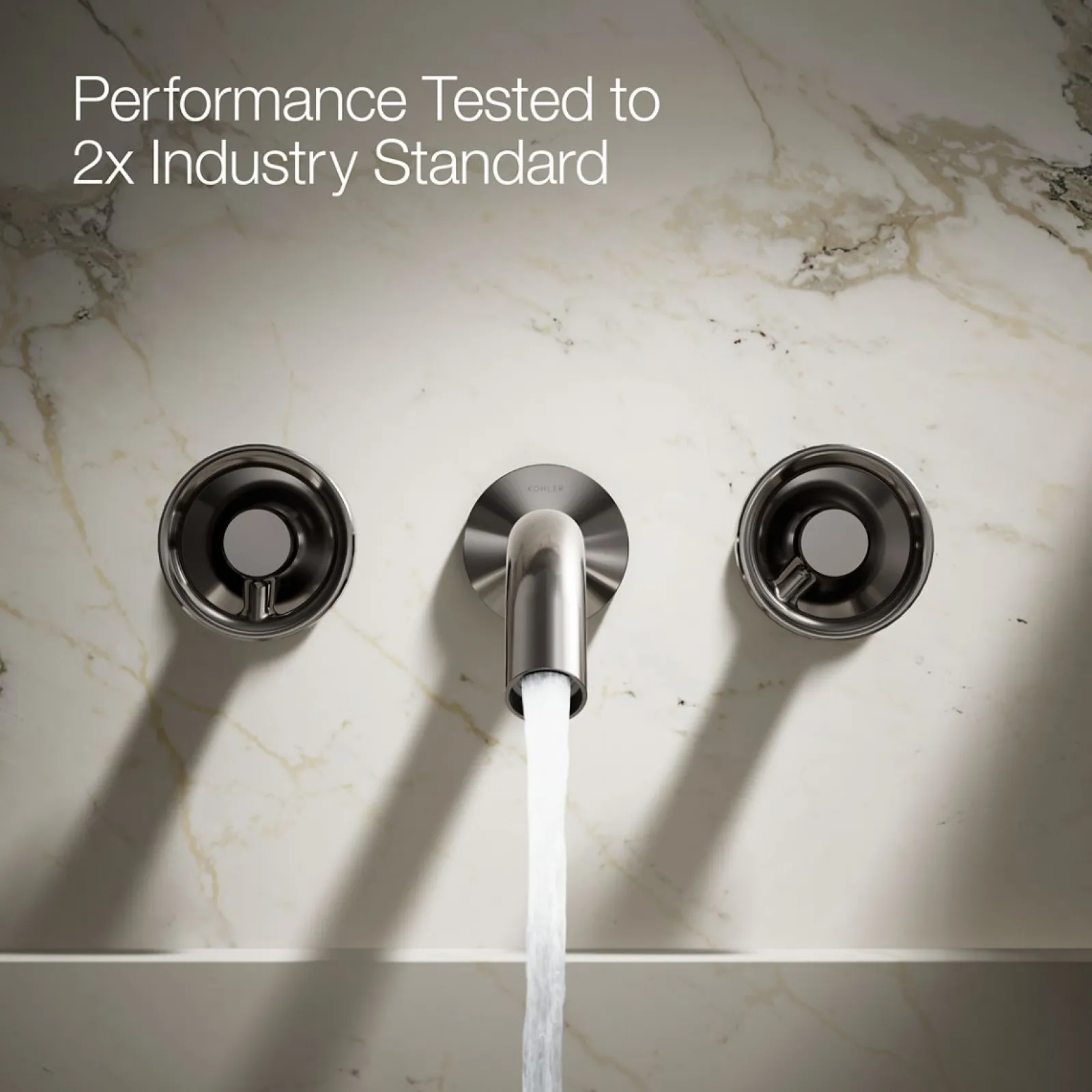 Wall-mount bathroom sink faucet Industrial handle trim^Kohler