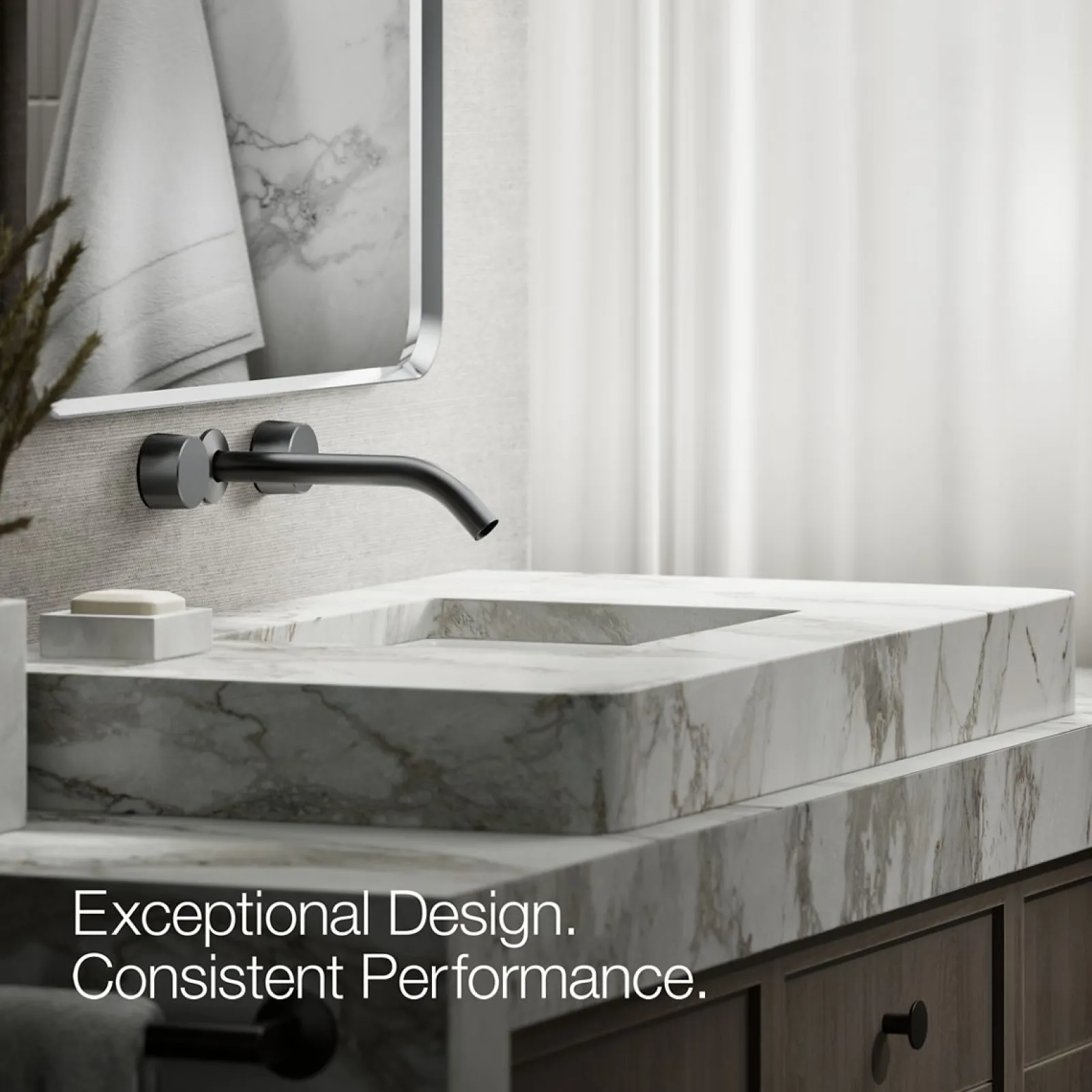 Wall-mount bathroom sink faucet Oyl handle trim^Kohler New
