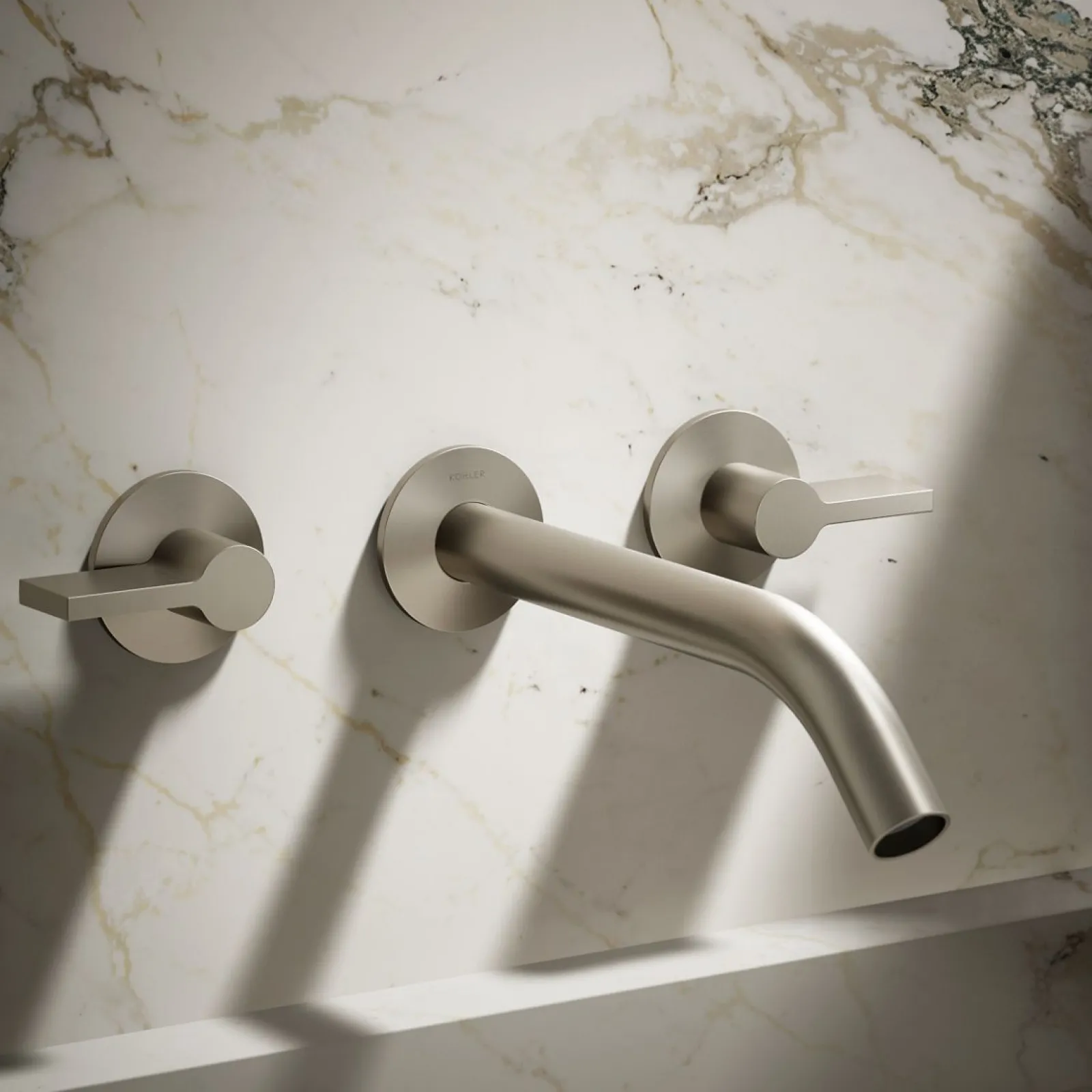 Wall-mount bathroom sink faucet Lever handle trim^Kohler Hot