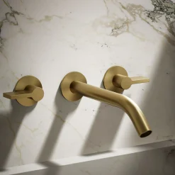 Wall-mount bathroom sink faucet Lever handle trim^Kohler Hot