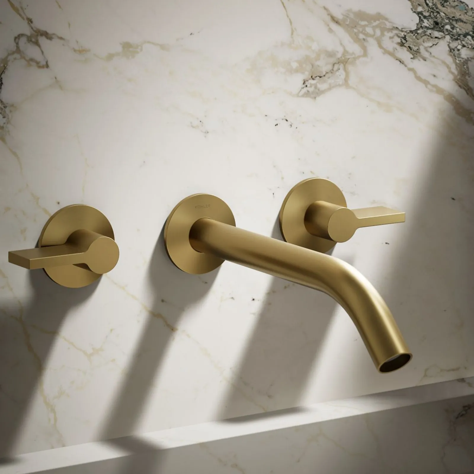 Wall-mount bathroom sink faucet Lever handle trim^Kohler Hot
