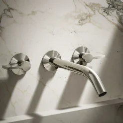 Wall-mount bathroom sink faucet Lever handle trim^Kohler Hot