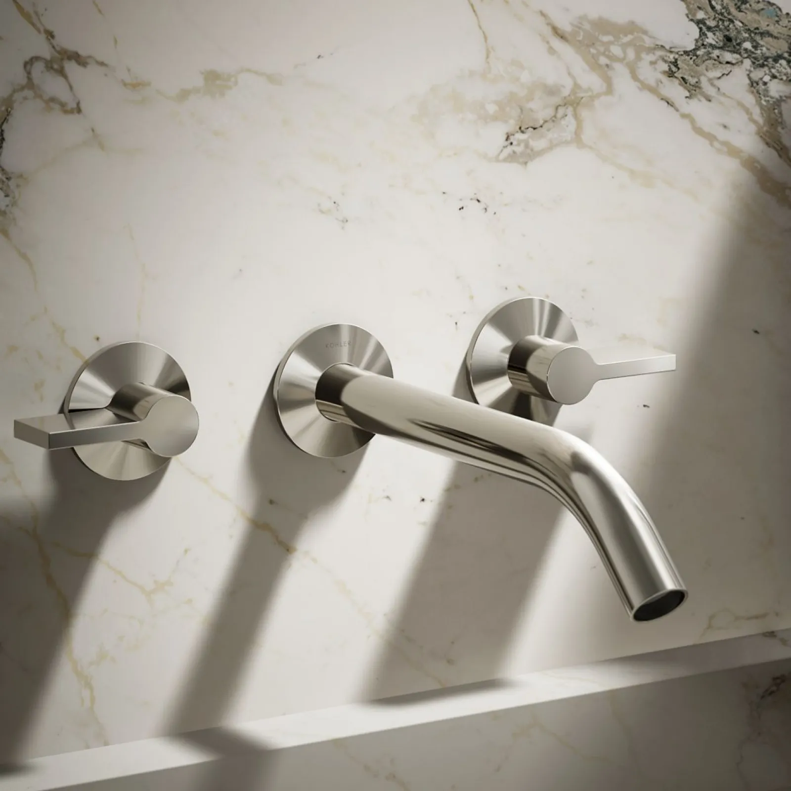 Wall-mount bathroom sink faucet Lever handle trim^Kohler Hot